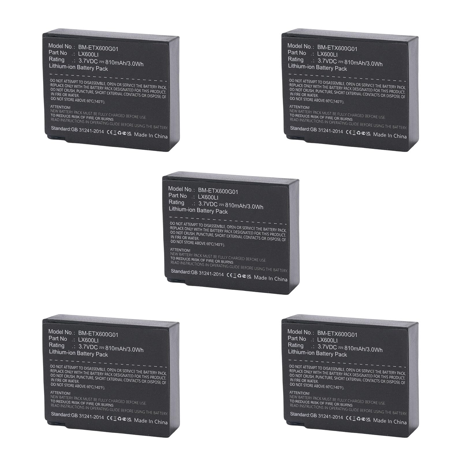 BCXY 5 Pcs Battery Replacement for Eartec Hub Systems HUB Ultralite, Battery Part NO LX600LI