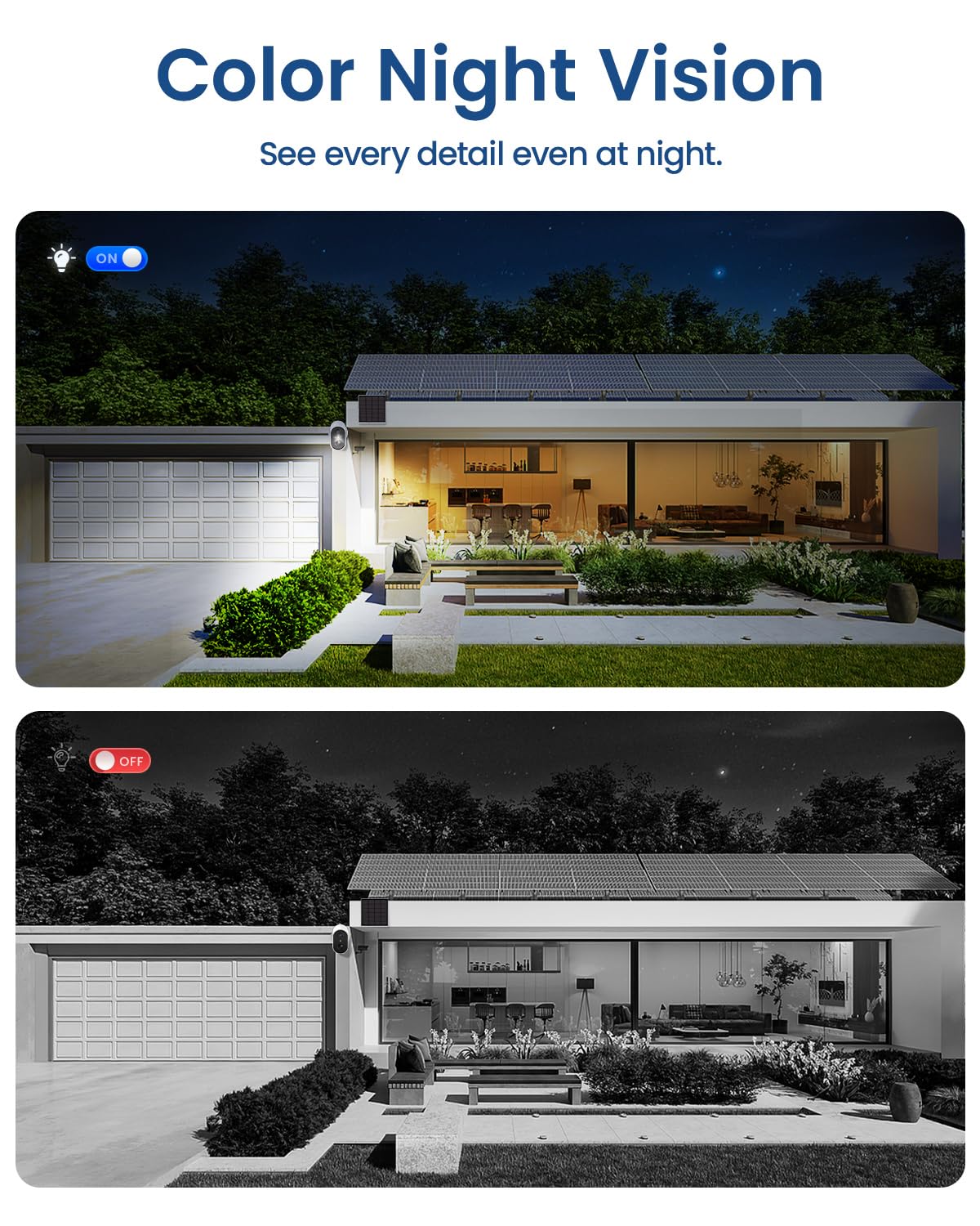 Aosu 2K Solar Security Cameras Wireless Outdoor, Solar Outdoor Camera For Home Security, Wifi Camera With Color Night Vision, Pir Human Detection, 2 Way Talk, Ip66 Waterproof (2 Pack)