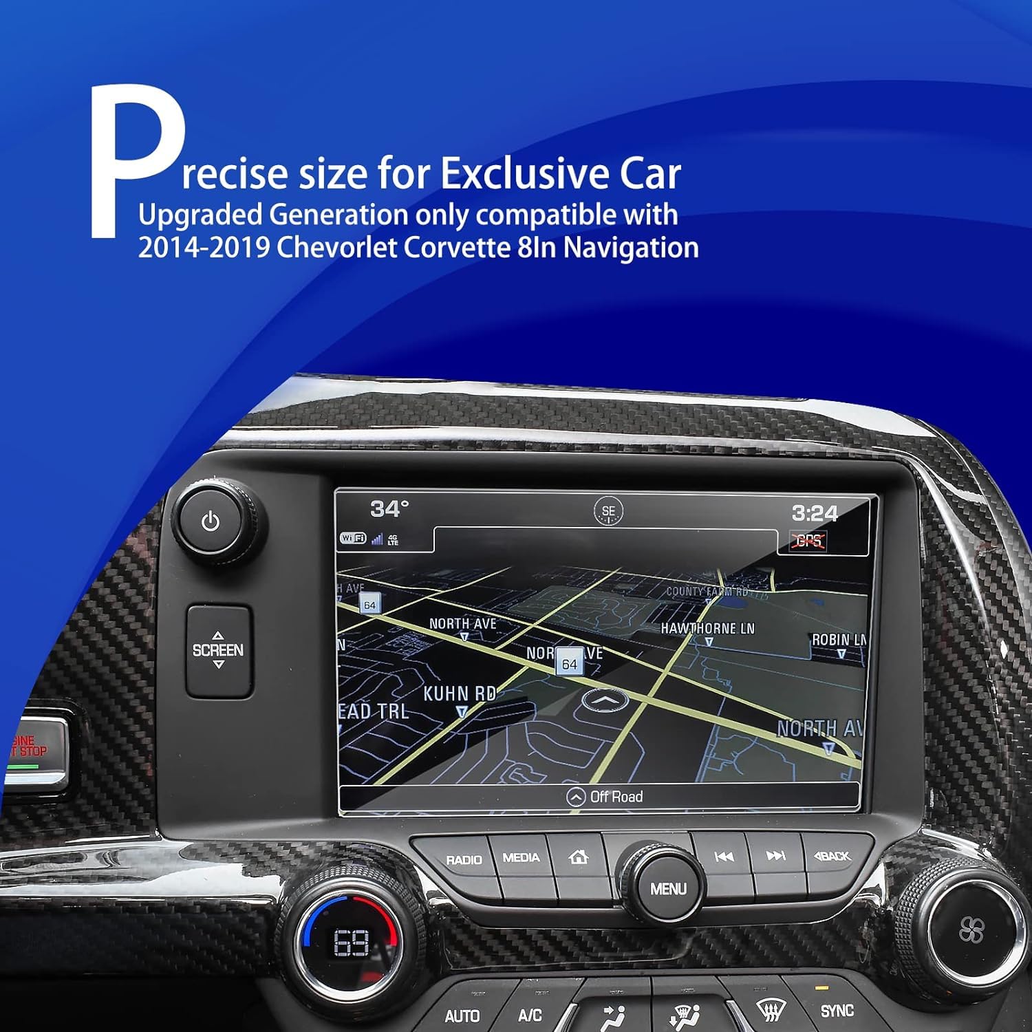 Xxciwp 2Pack 2019 C7 Corvette Screen Protector For 2014 2019 Chevrolet C7 Corvette Stingray Z51 Z06 8Inch Mylink Accessories Tou