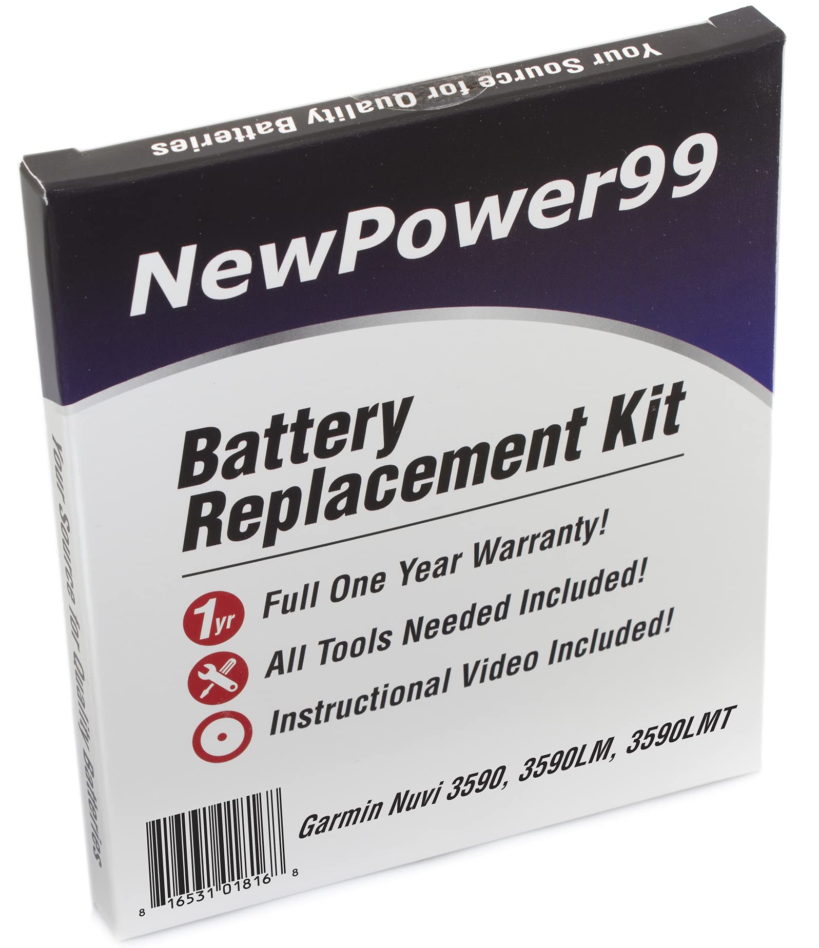 NP99sp NewPower99 Battery Kit for Garmin Nuvi 3590, 3590LM, 3590LMT with Tools, Video Instructions, Long Life Battery