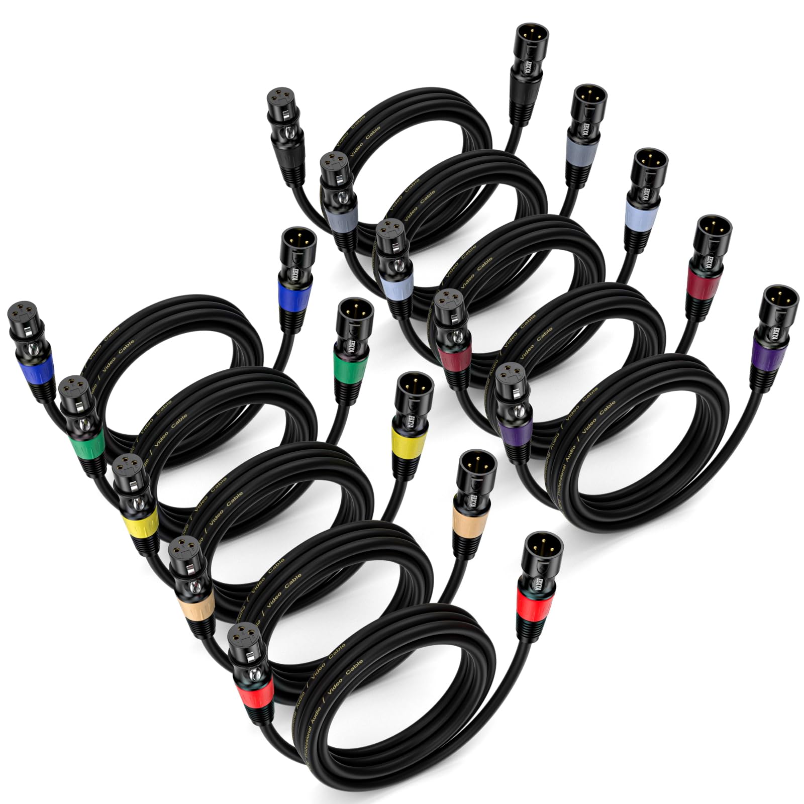 Ebxya Xlr Cables 3Ft 10 Pack   Standard Xlr Male To Female Microphone Cable With 3 Pin Balanced Shielded Xlr Speaker Cable