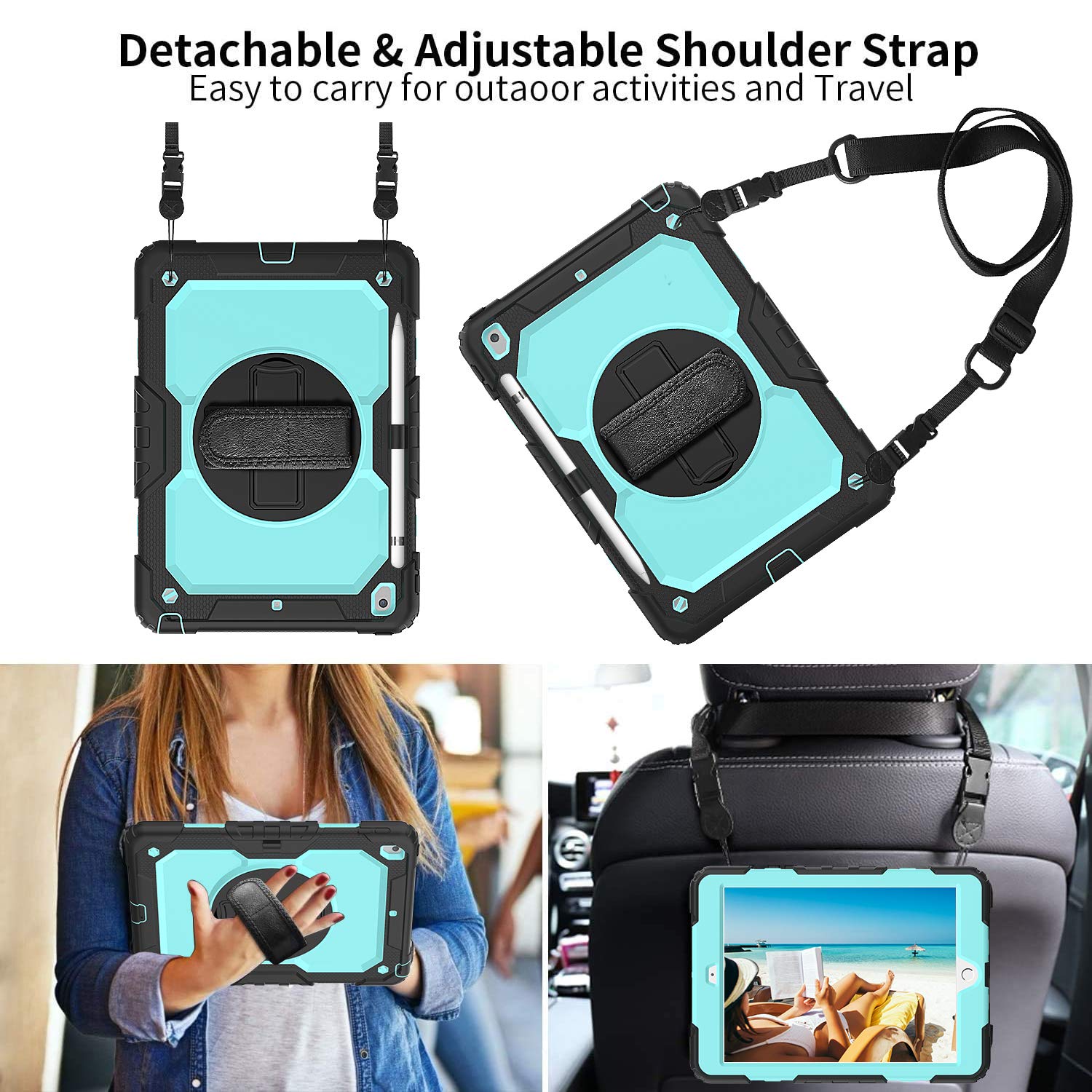 Blosomeet Case For Ipad 9Th/8Th Generation 2021/2020 10.2 Inch With Tempered Glass Screen Protector & Pencil Holder,Rugged Kids