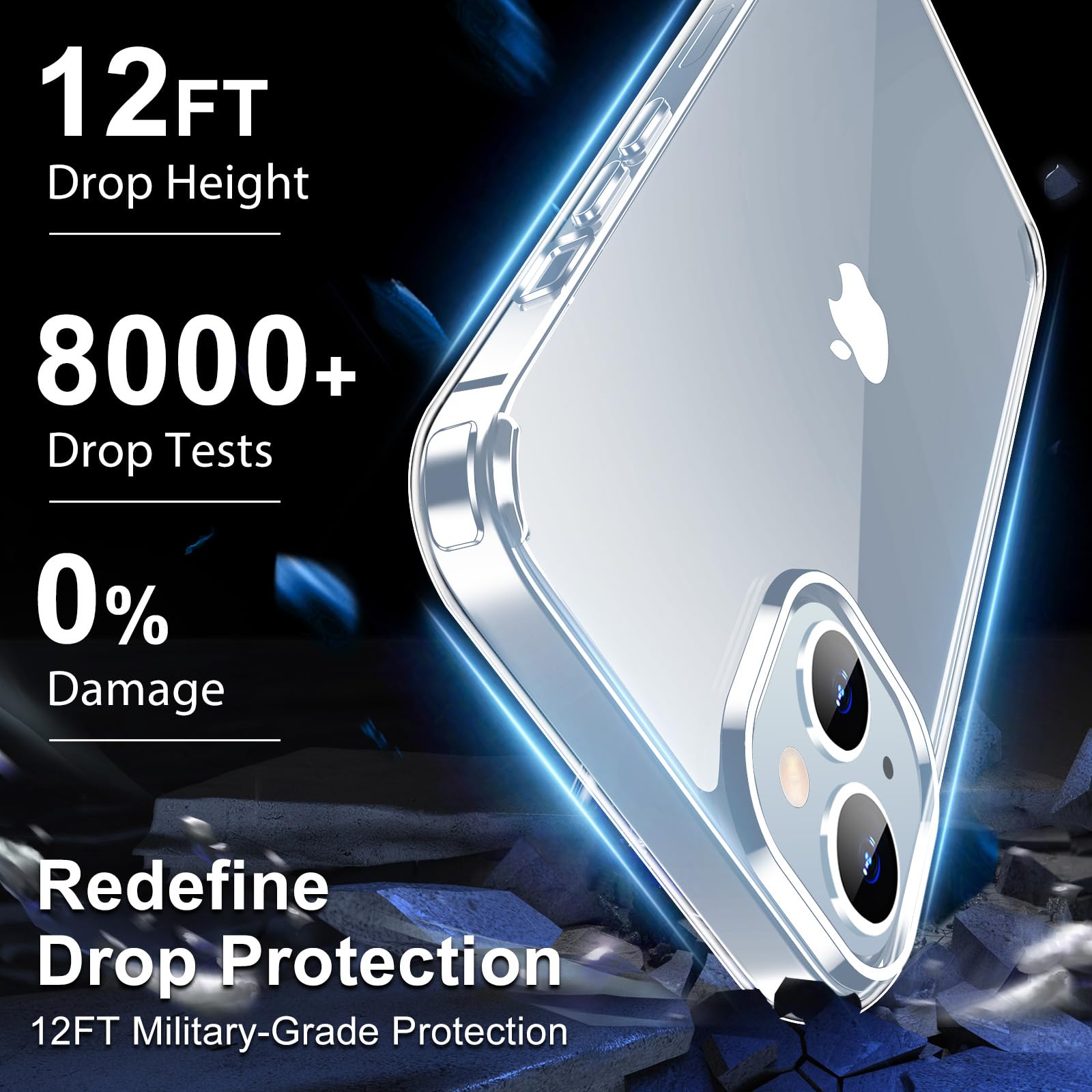 Jaroco For Iphone 13 Case 6.1 Inch, Anti Yellowing Shockproof Phone Bumper Cover, Anti Scratch Clear