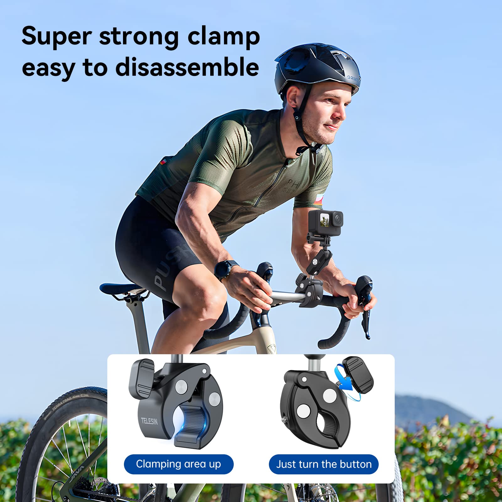 Motorcycle Bike Mount Handlebar Clamp Holder For Gopro Insta360 Accessories, 360 Bicycle Dirtbike Attach Clip Mounting Accessory