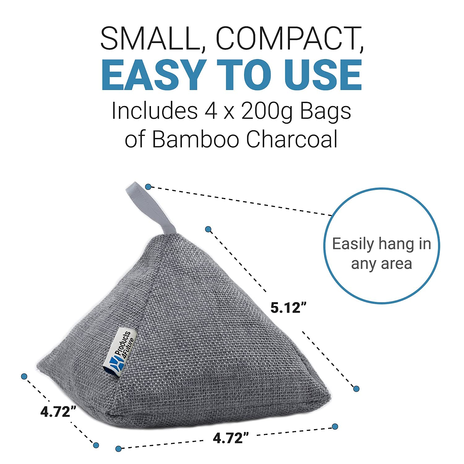 4 Pack Of 200G Naturally Activated Bamboo Charcoal Air Purifying Bags | Natural Home Deodorizer Bags | Charcoal Bags Odor Absorb