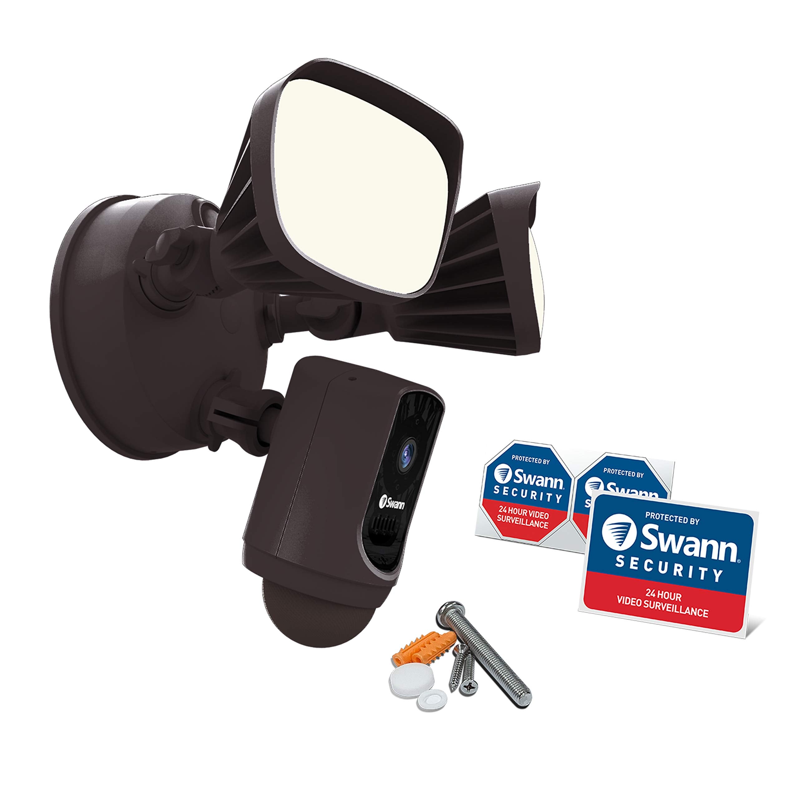 Swann Wi Fi 1080P Waterproof Motion Activated Floodlight Camera With Night Vision, Heat Sensing, 2 Way Talk, Dimmable 2400 Lumen