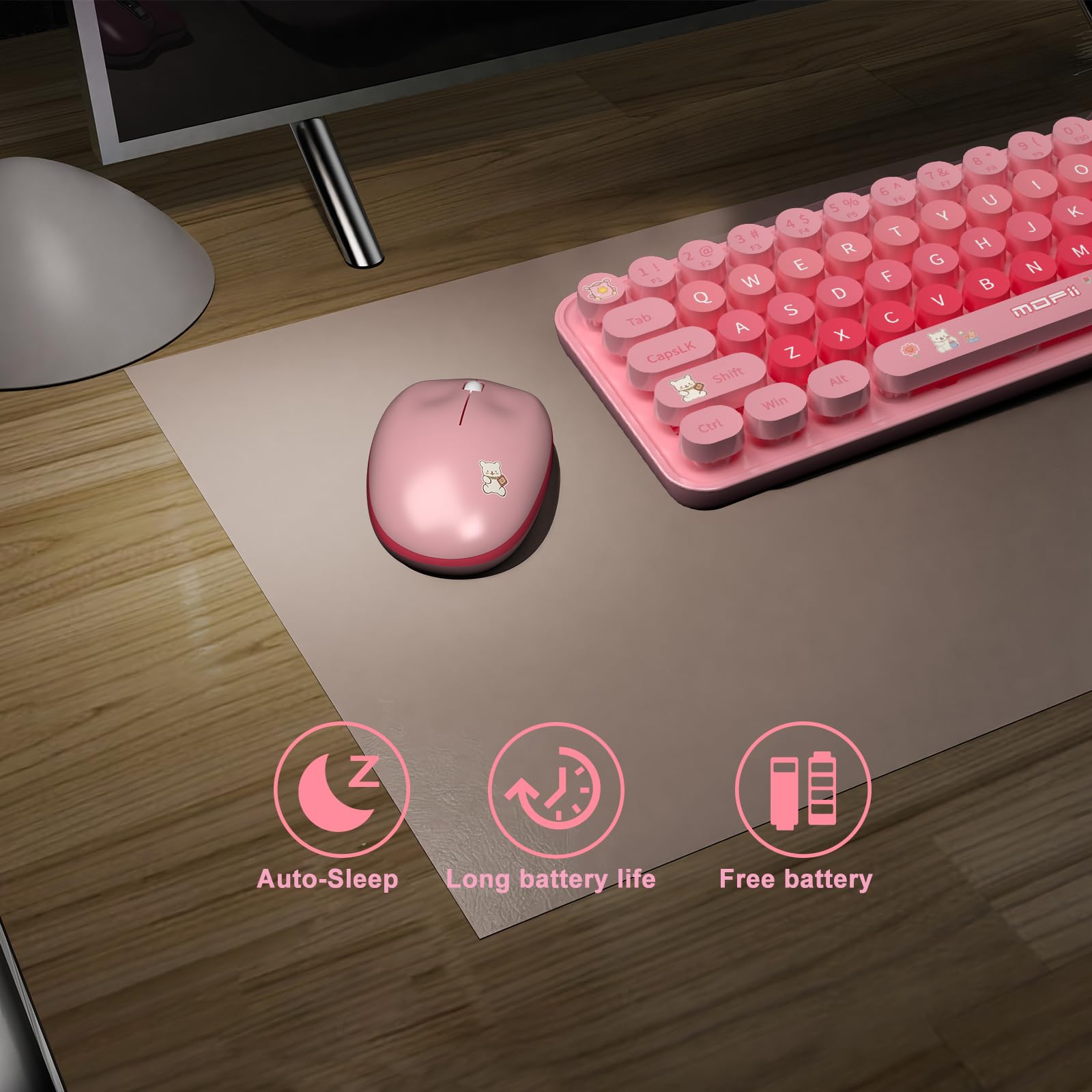 Wireless Keyboard And Mouse Combo, 2.4G Compact Small Ergonomic Cute Colorfull Wireless Keyboard Mouse For Computer Desktop Pc L