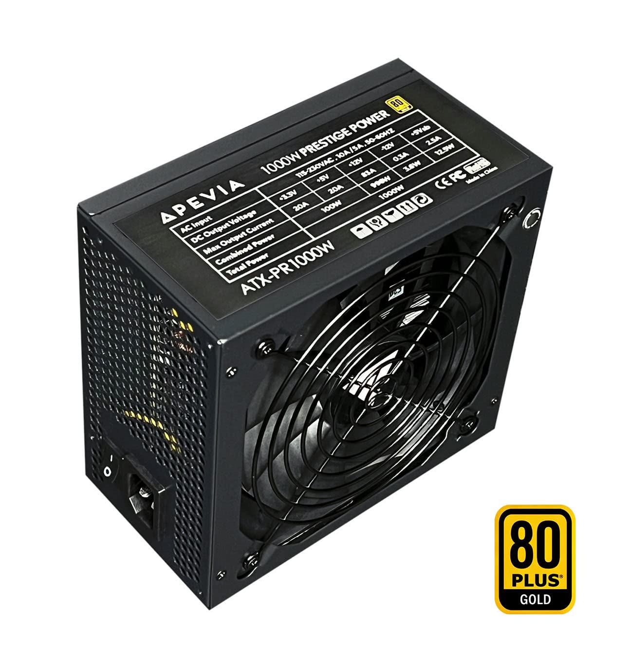 Apevia Atx Pr1000W Pcie 5.0 & Atx 3.0 Ready Prestige 1000W 80+ Gold Certified, Gen 5 12Vhpwr Gpu Connector, Active Pfc Atx Gamin