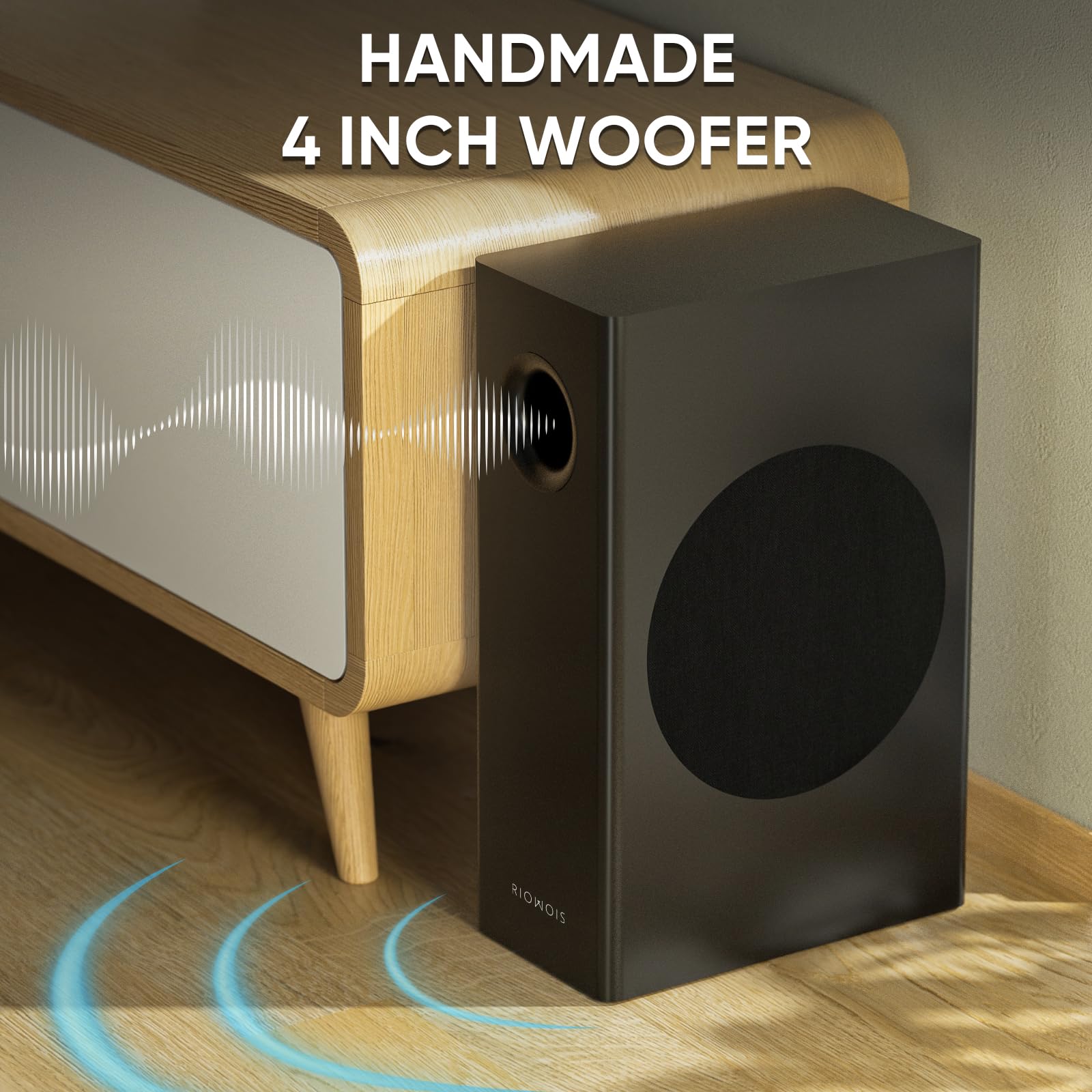 Riowois Sound Bars For Smart Tv With Subwoofer, 2.1 Deep Bass Small Soundbar Home Theater Surround System Speaker With 4 Inch Su