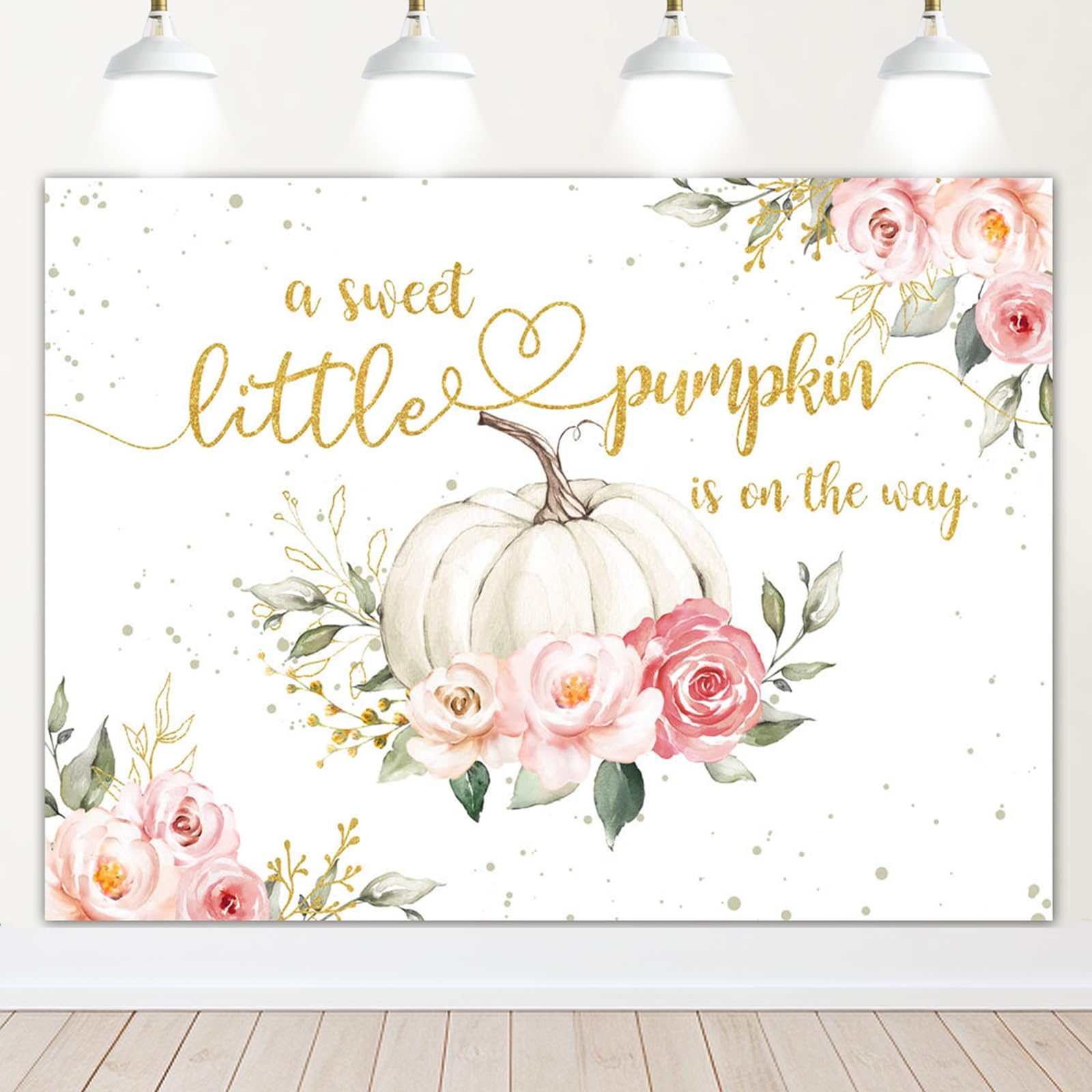 Avezano Pumpkin Baby Shower Backdrop For Girl Pink Floral Fall Pumpkin Baby Shower Party Decorations Banner Autumn Little Pumpki