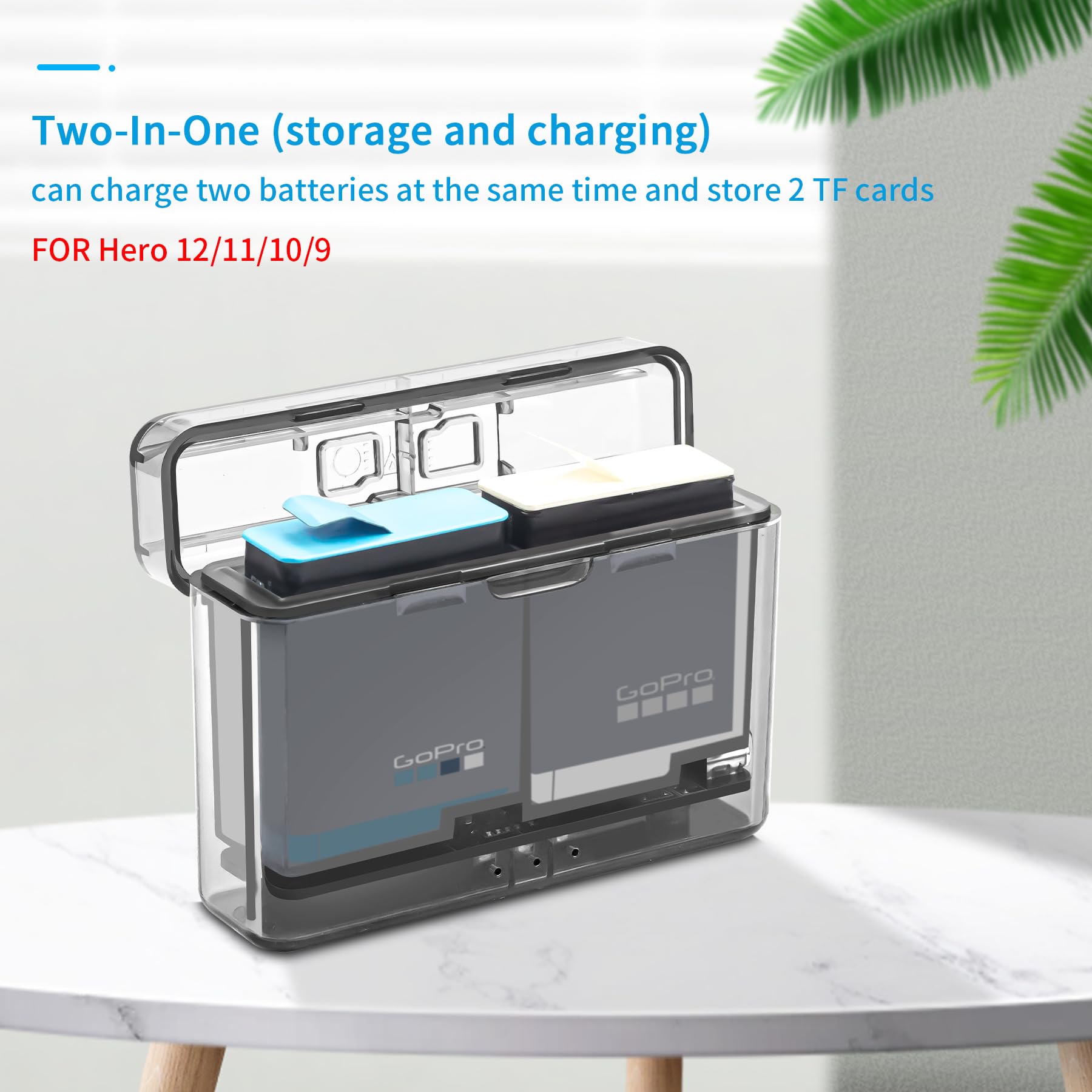 Lyongtech Dual Battery Charger For Gopro Hero 12/11/10/9 Black,Go Pro Enduro Batteries Usb Charging Case With Usb C Cable,Fast C