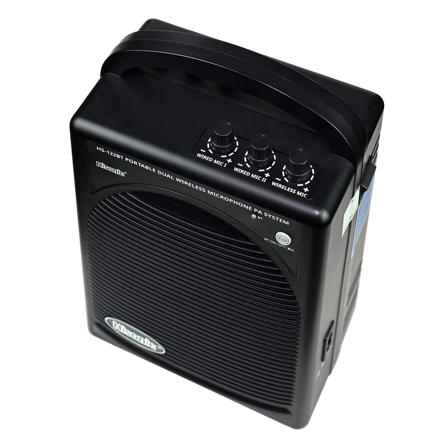 Hisonic Hs122Bt Hl Portable And Rechargeable Pa System With Dual Uhf Wireless Microphones & Bluetooth Connection
