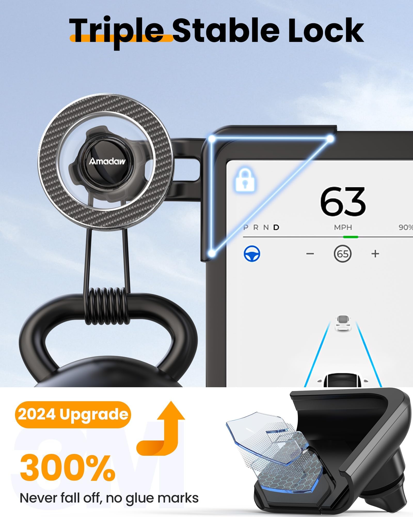 Amadaw 2025 New Tesla Model Y Juniper Phone Mount For Magsafe, [Strongest Magnet, 3M Adhesive], Tesla Phone Holder For Model Y/3