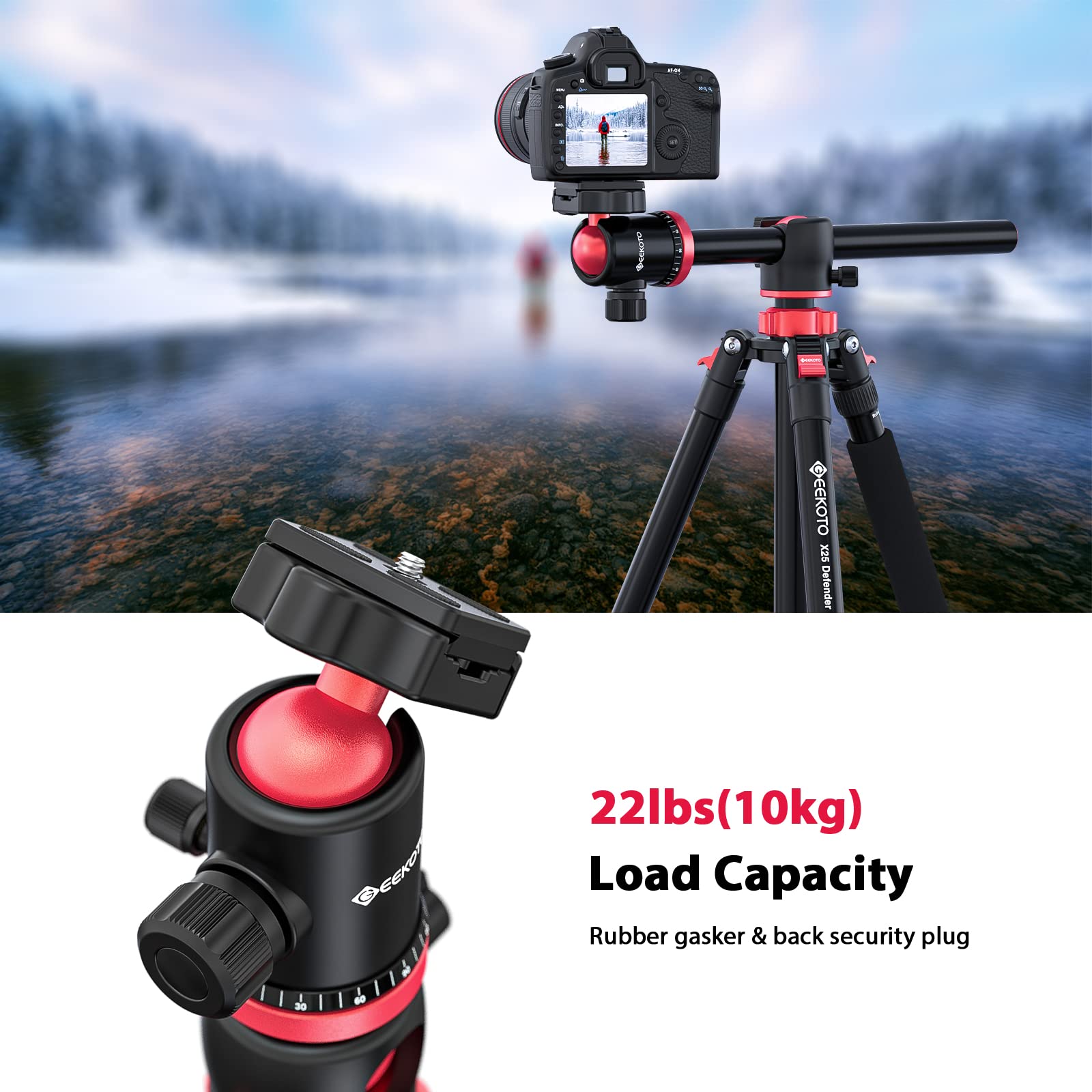 Geekoto Camera Tripod, Tripod For Dslr Camera, Aluminum Tripod With 360 Degree Ball Head And Rotatable Center Column, Bag,Video Camcorder Tripod,75 Inch Professional Tripod For Travel And Work.