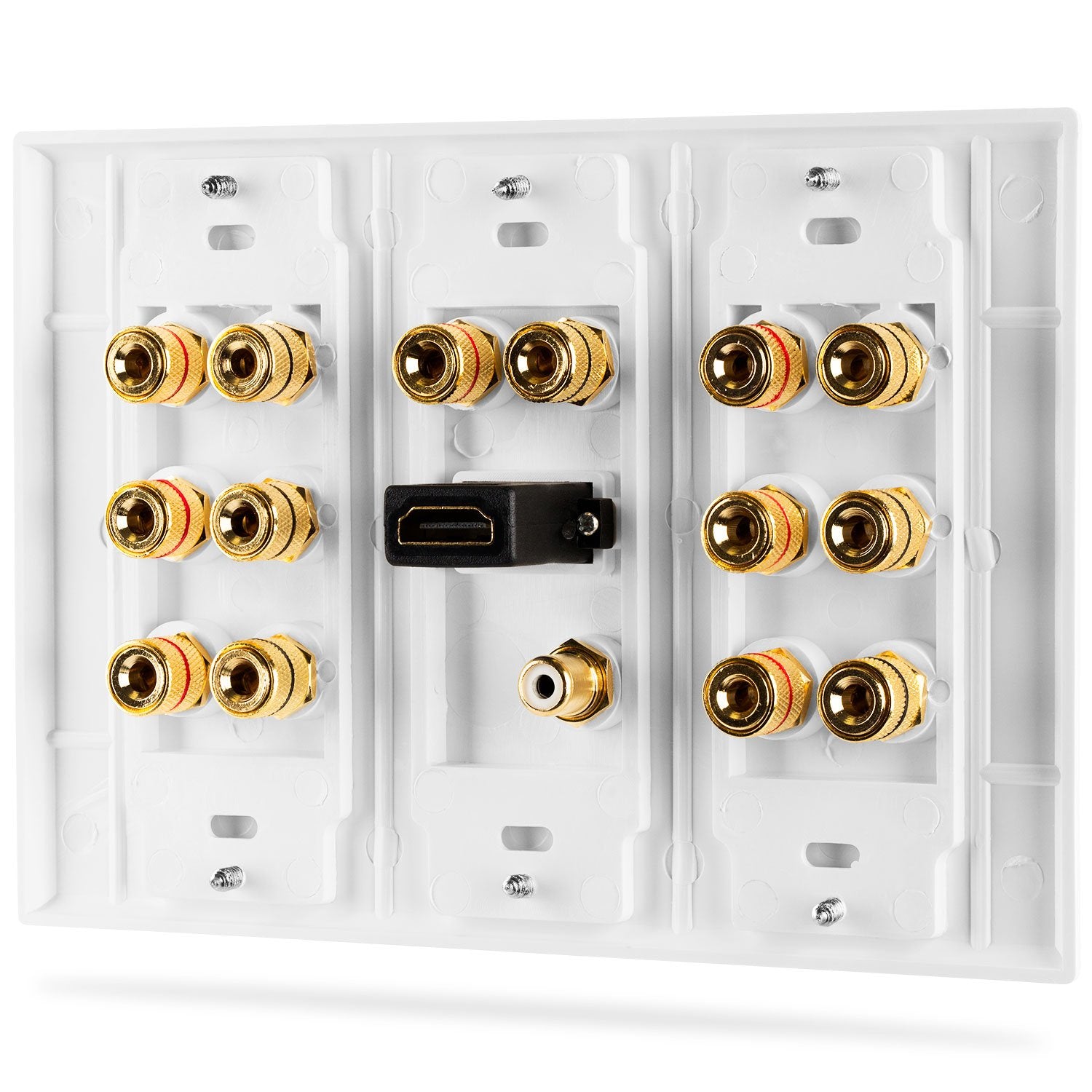 Fosmon Hd8006 3-Gang 7.1 Surround Distribution Home Theater Gold Plated Copper Banana Binding Post Coupler Type Wall Plate For 7