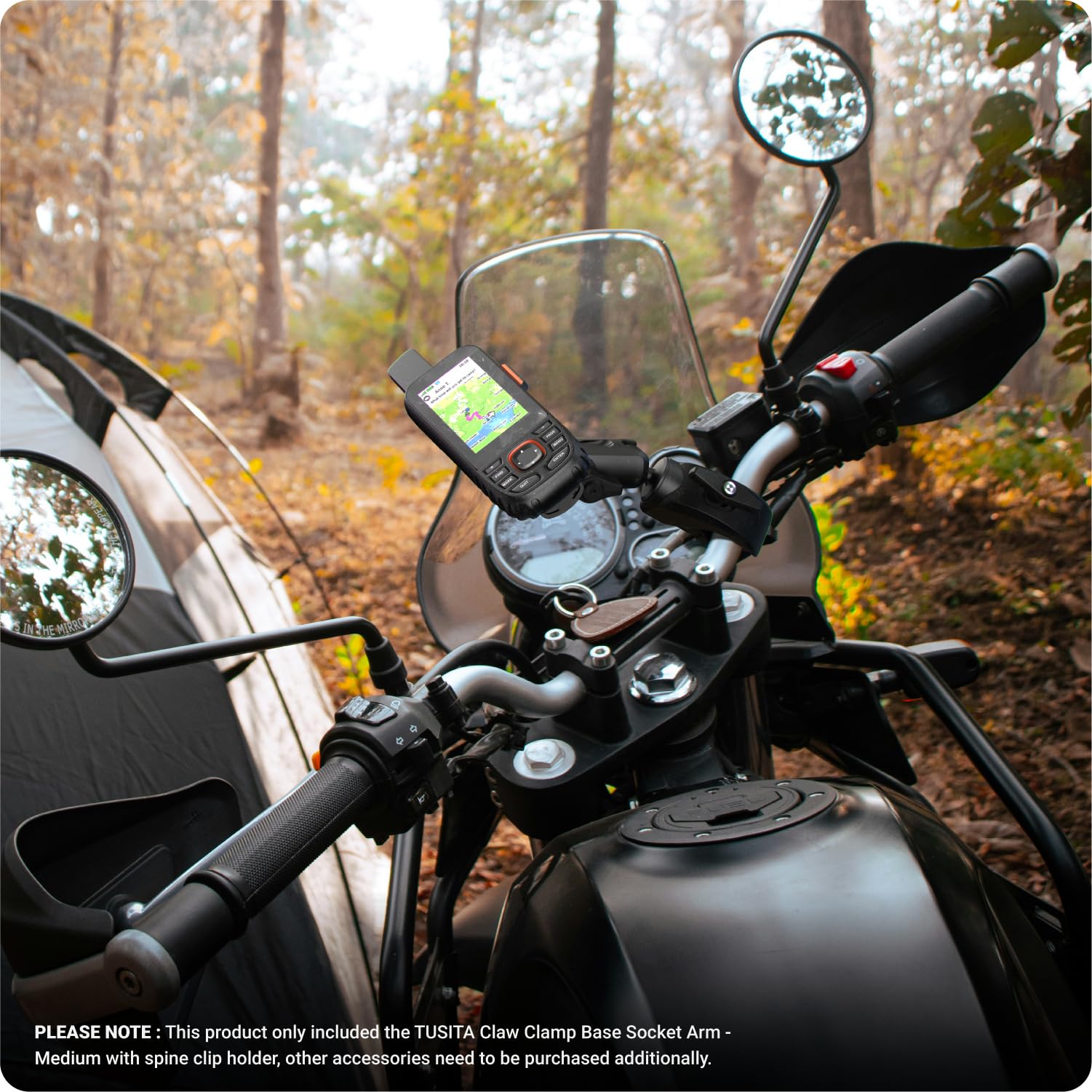 Tusita Motorcycle Atv/Utv Mount Compatible With Garmin Handheld Gps   Claw Clamp Base, Medium Arm