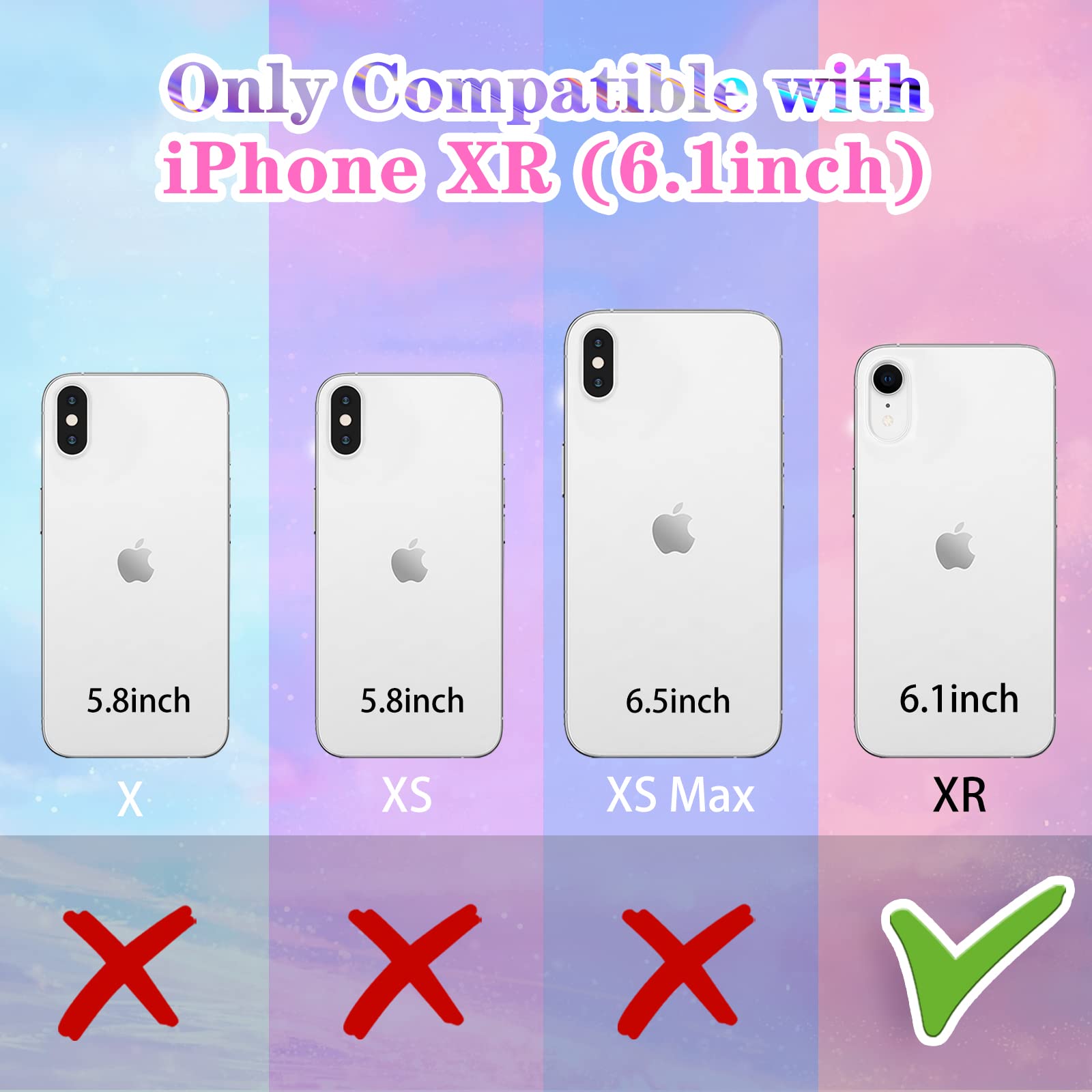 Goocrux (3In1 Case For Apple Iphone Xr Butterfly Glitter Handmade Sequin Sparkle Pretty For Women Girls Clear Design Crystal Pea