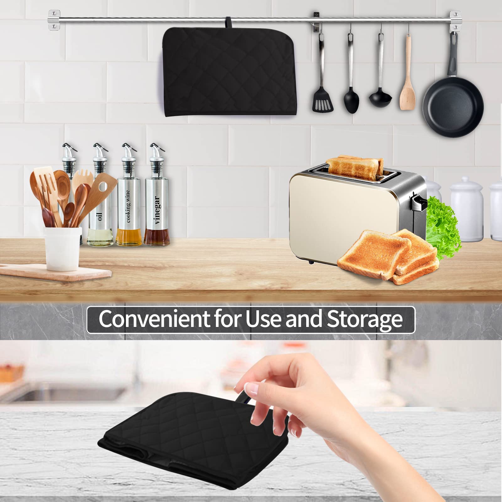 Kinmad Polyester Fabric Quilted Four Slice Bread Toaster Cover Bakeware Protector, Dust And Fingerprint Protection  Best Gift Fo
