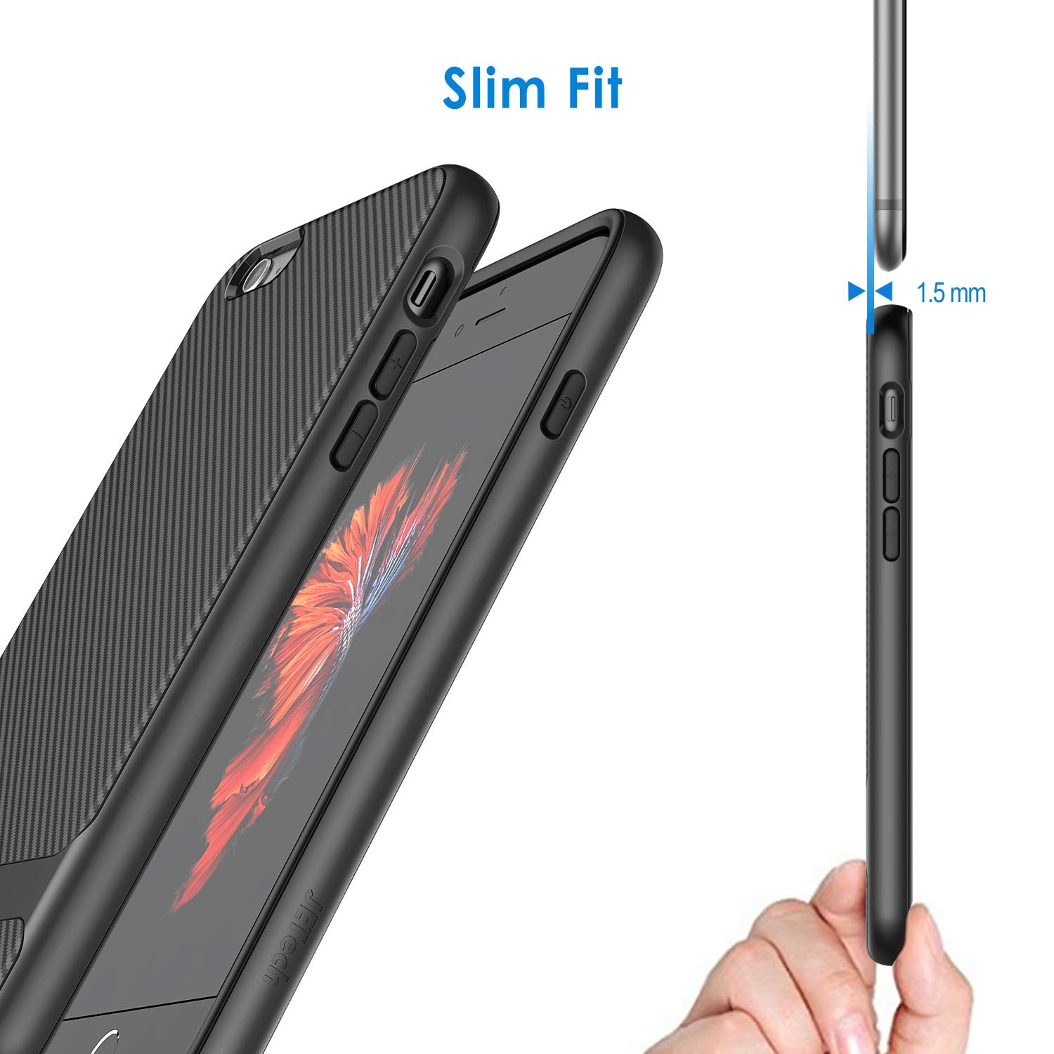 Jetech Case For Iphone 6S Plus And Iphone 6 Plus, Slim Protective Cover With Shock Absorption, Carbon Fiber Design, Black