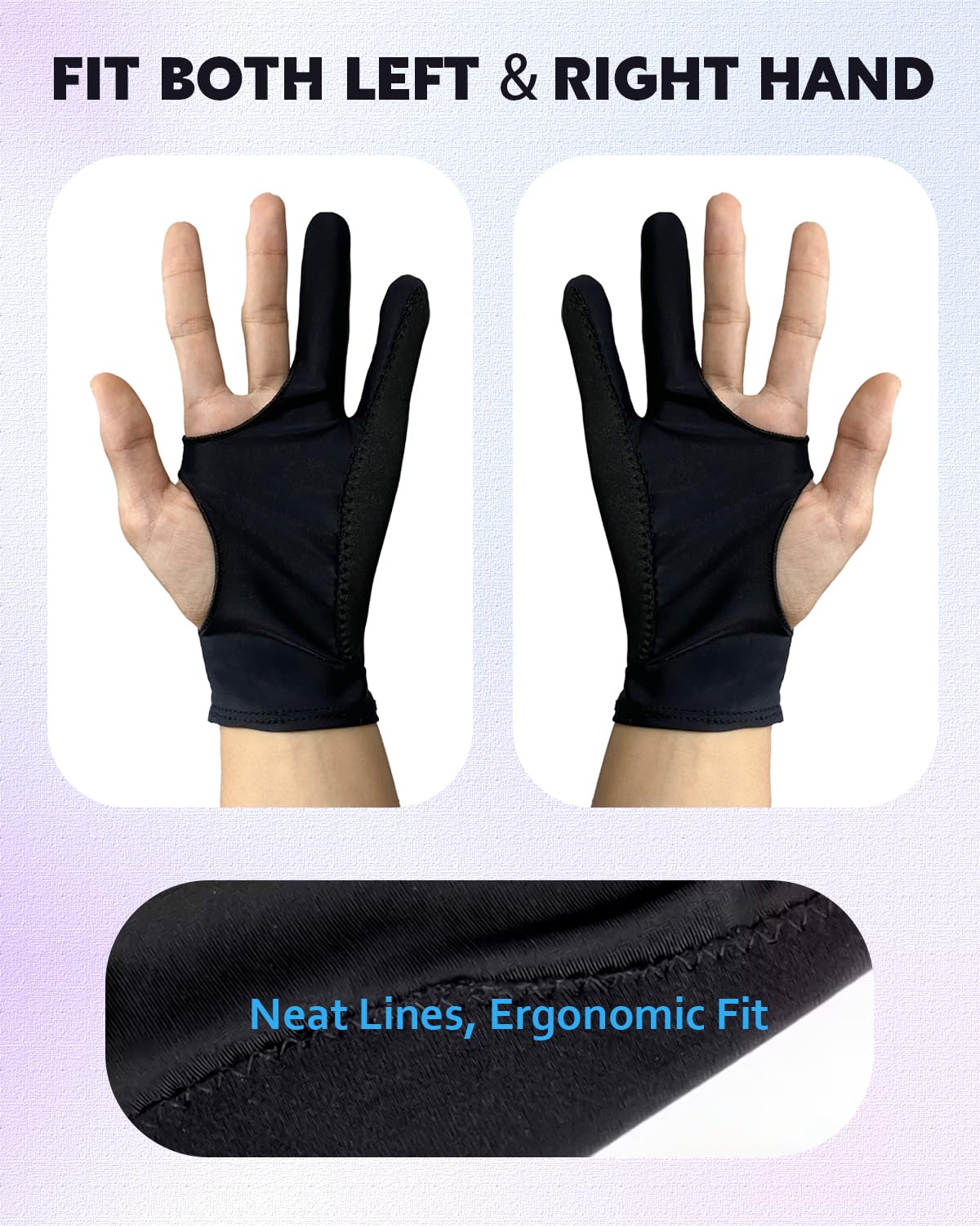 Ambervec Drawing Glove Right Left Hand, Palm Rejection Digital Art Glove For Tablet Ipad, Sketching Drawing Gloves With Two Fing