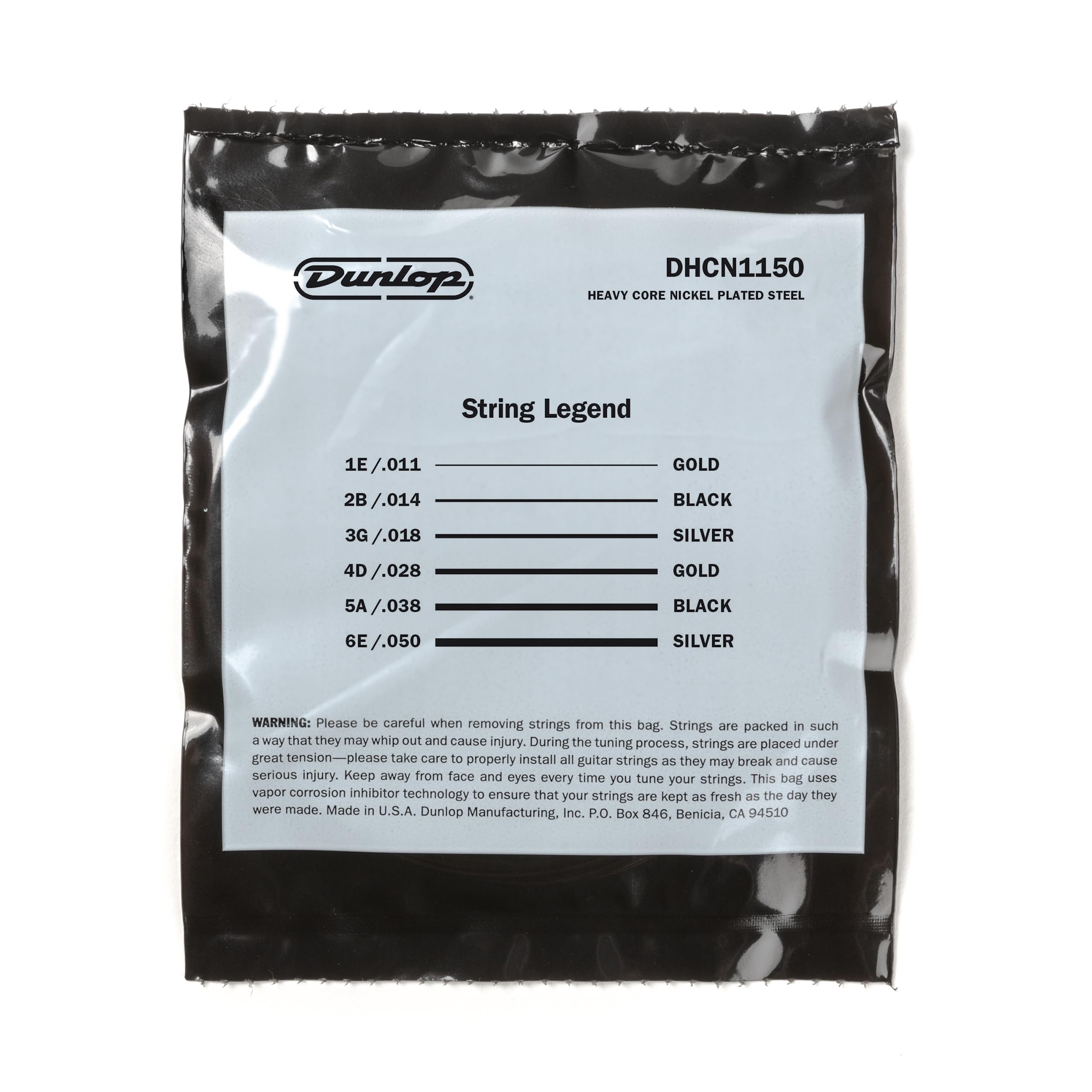 Jim Jim Dunlop Dhcn1150 Heavy Core Nickel Wound Guitar Strings, Heavier, .011 .050, 6 Strings/Set