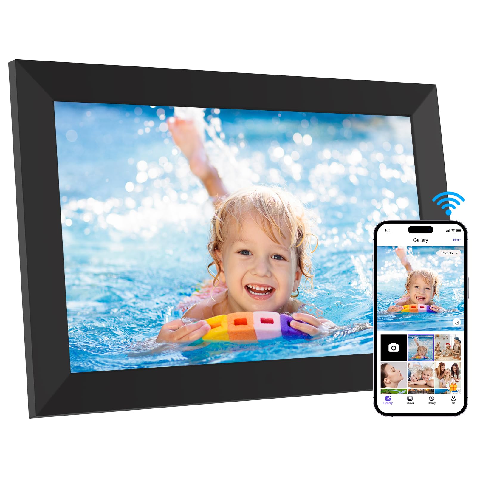 Digital Picture Frame 10.1 Inch Wifi Digital Photo Frame Electronic Picture Frame Slideshow, Built In 16Gb Storage, Wall Mounted