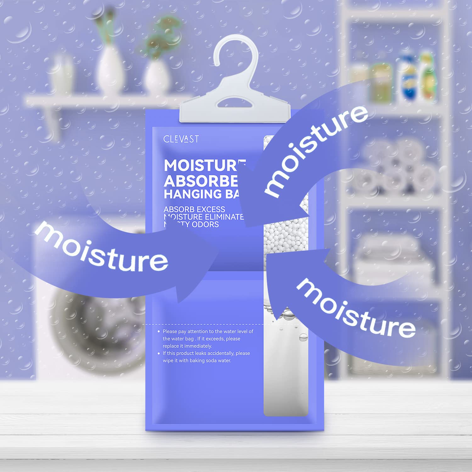 CLEVAST Moisture Absorbers 10 Pack, Unscented Dehumidifier Bags 230g for Closet, Purple, Model CL-MA01