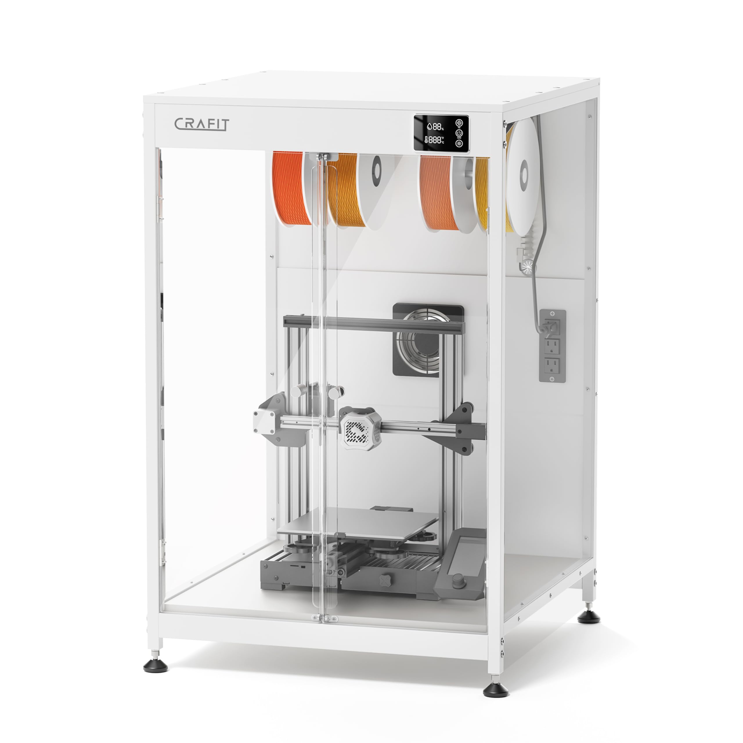 Crafit 3D Printer Enclosure with Ventilation, Hold 4 Spools, Built-in Thermo-Hygrometer and LED Light, Noise Reduction, Dustproo