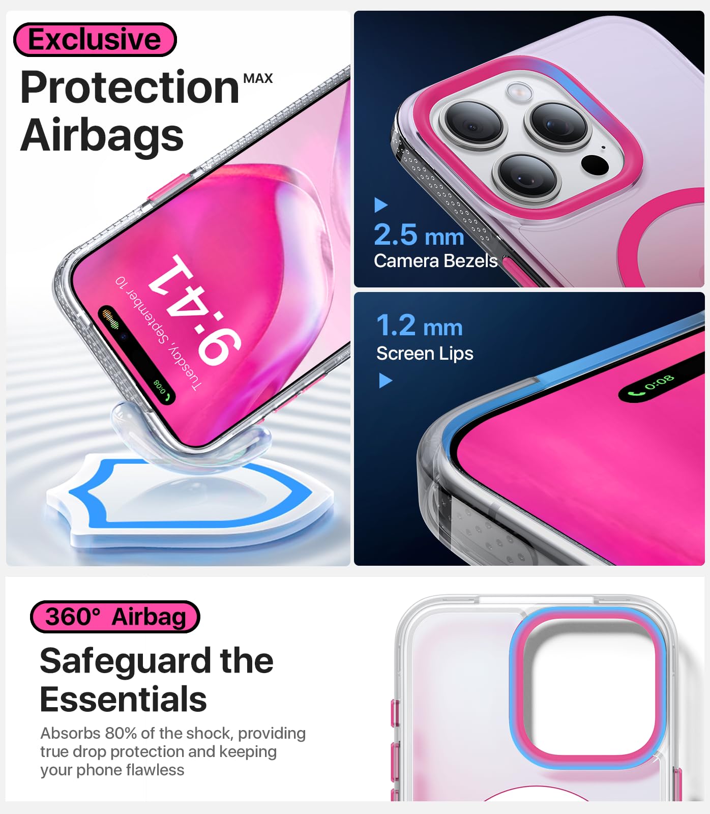 Aulofe Magnetic Shockproof For Iphone 16 Pro Max Case, Skin Friendly[Compatible With Magsafe] [Military Grade Protection]Anti Ye