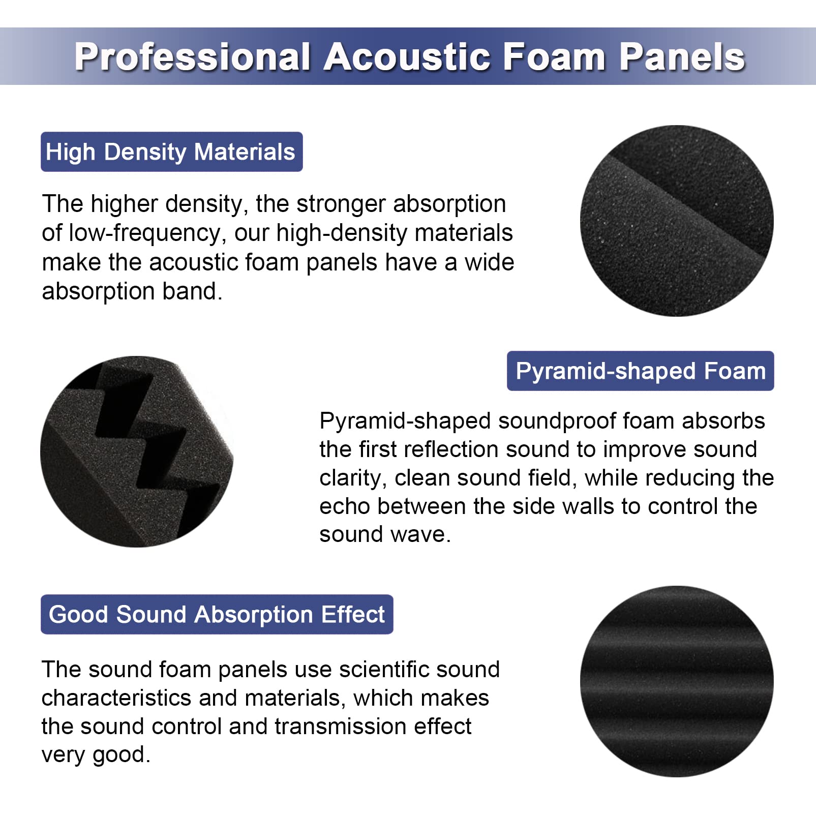 Wengwei 52 Pack Acoustic Foam Panels,1 X 12 X 12Acoustic Wedge Studio Foam Sound Absorption Wall Panels (Black)