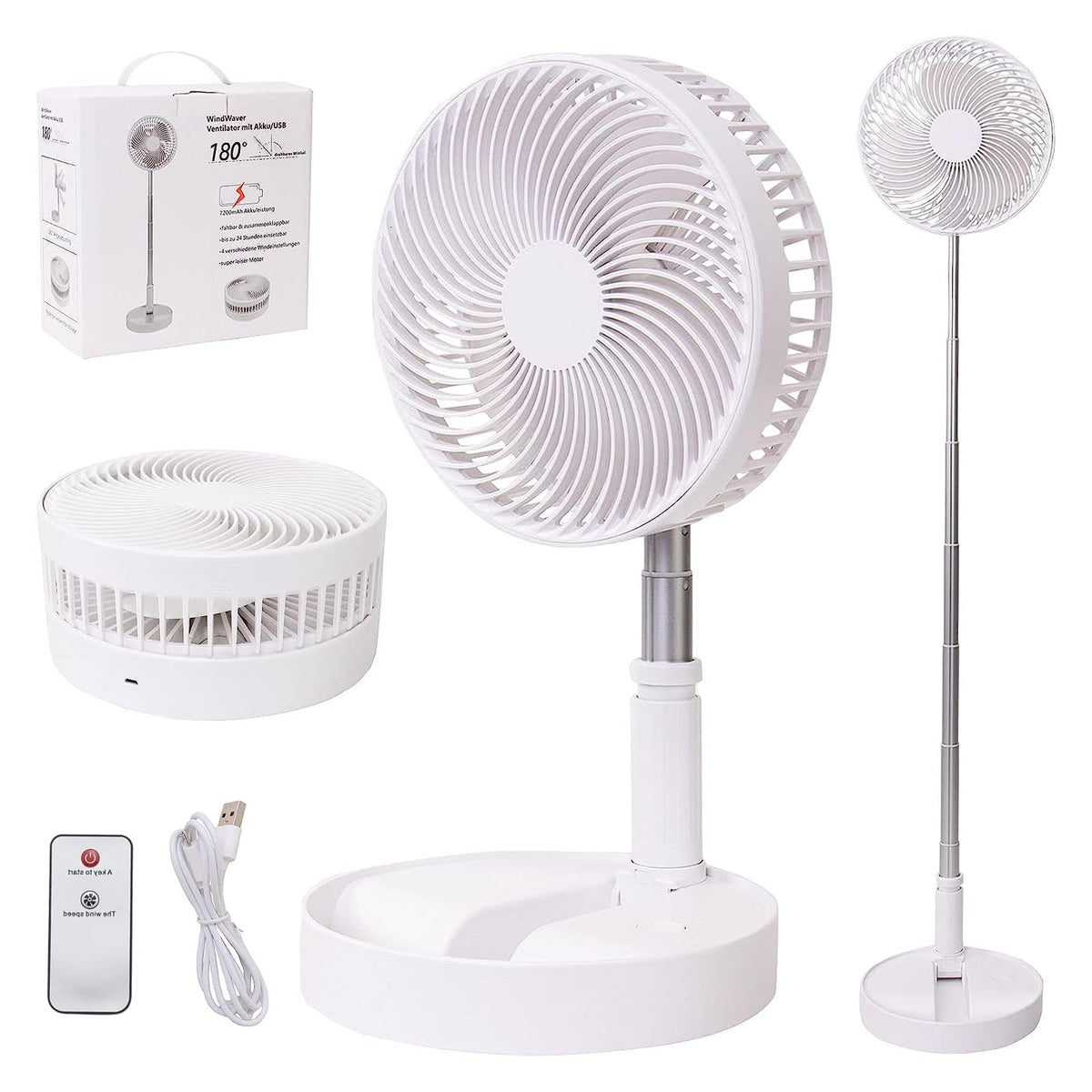 Attachable Fan Loread Portable Desk Fan,Foldable Fan Pedestal Stand Floor Fan With ...