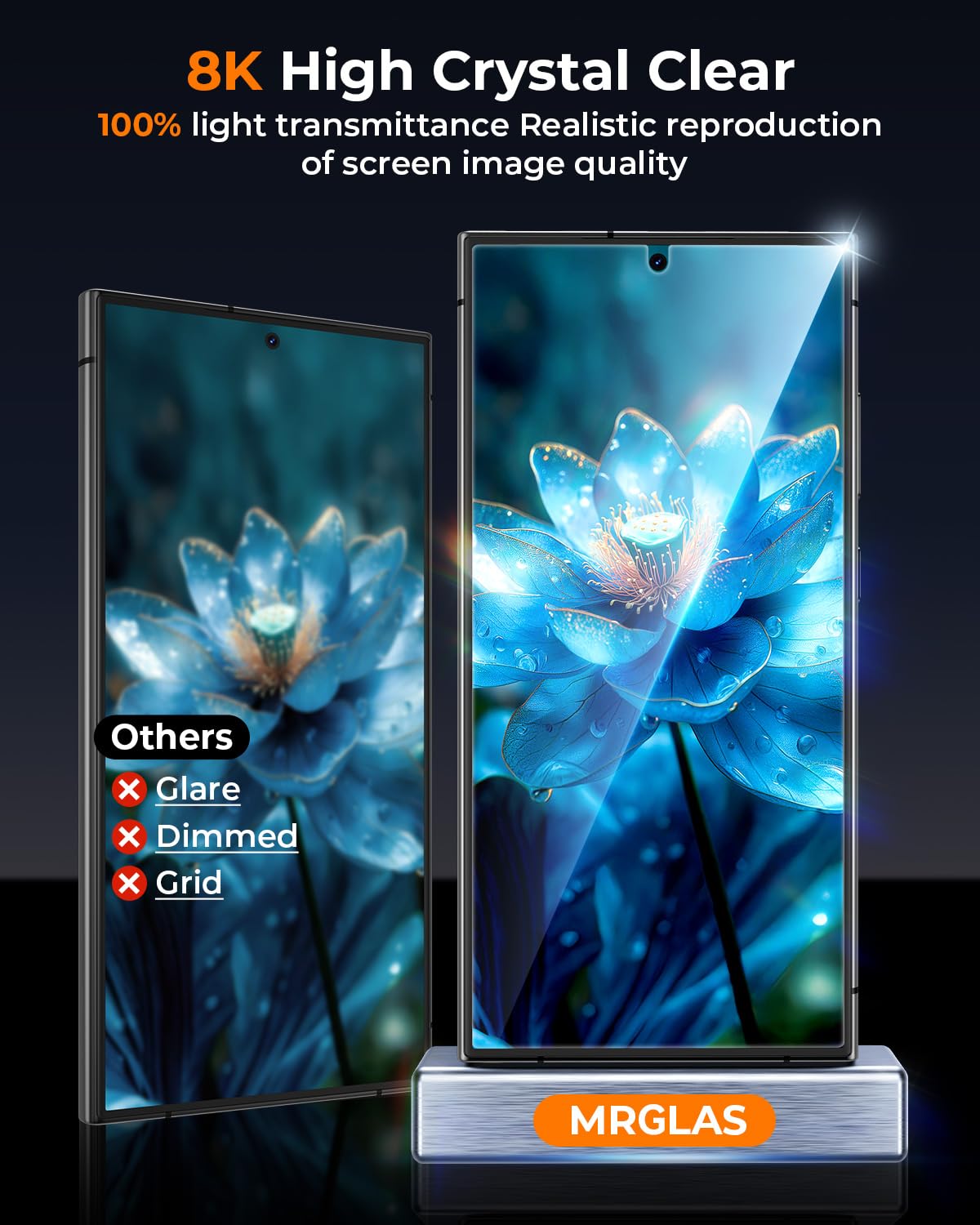 Mrglas Top 9H+Tempered Glass For Samsung Galaxy S24 Plus Screen Protector 6.7'' [Auto Alignment Kit][10X Military Protection] Wi