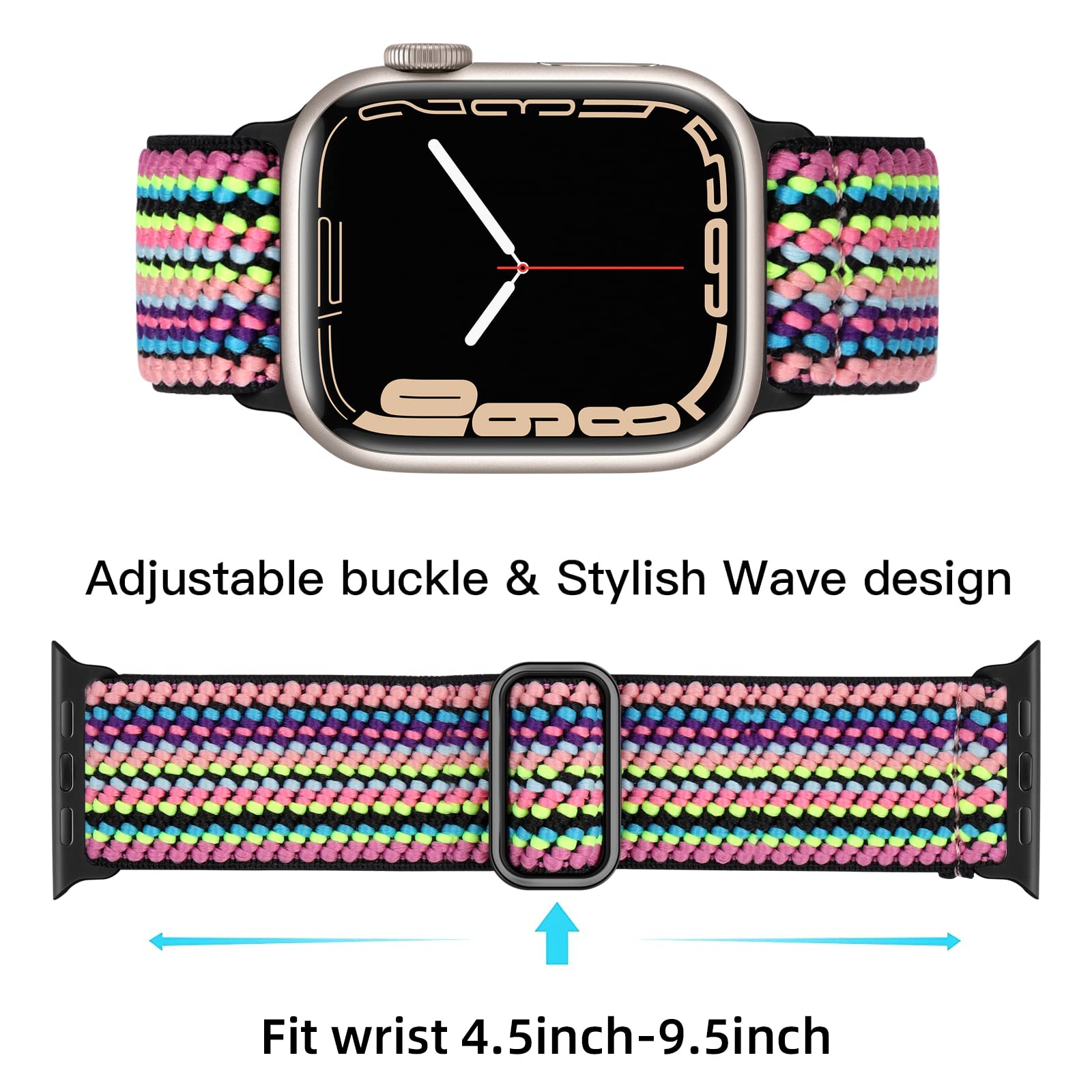 Lerobo Stretchy Solo Loop Nylon Band Compatible With Apple Watch Bands 40Mm 38Mm 41Mm For Women Men Elastic Band For Iwatch Seri