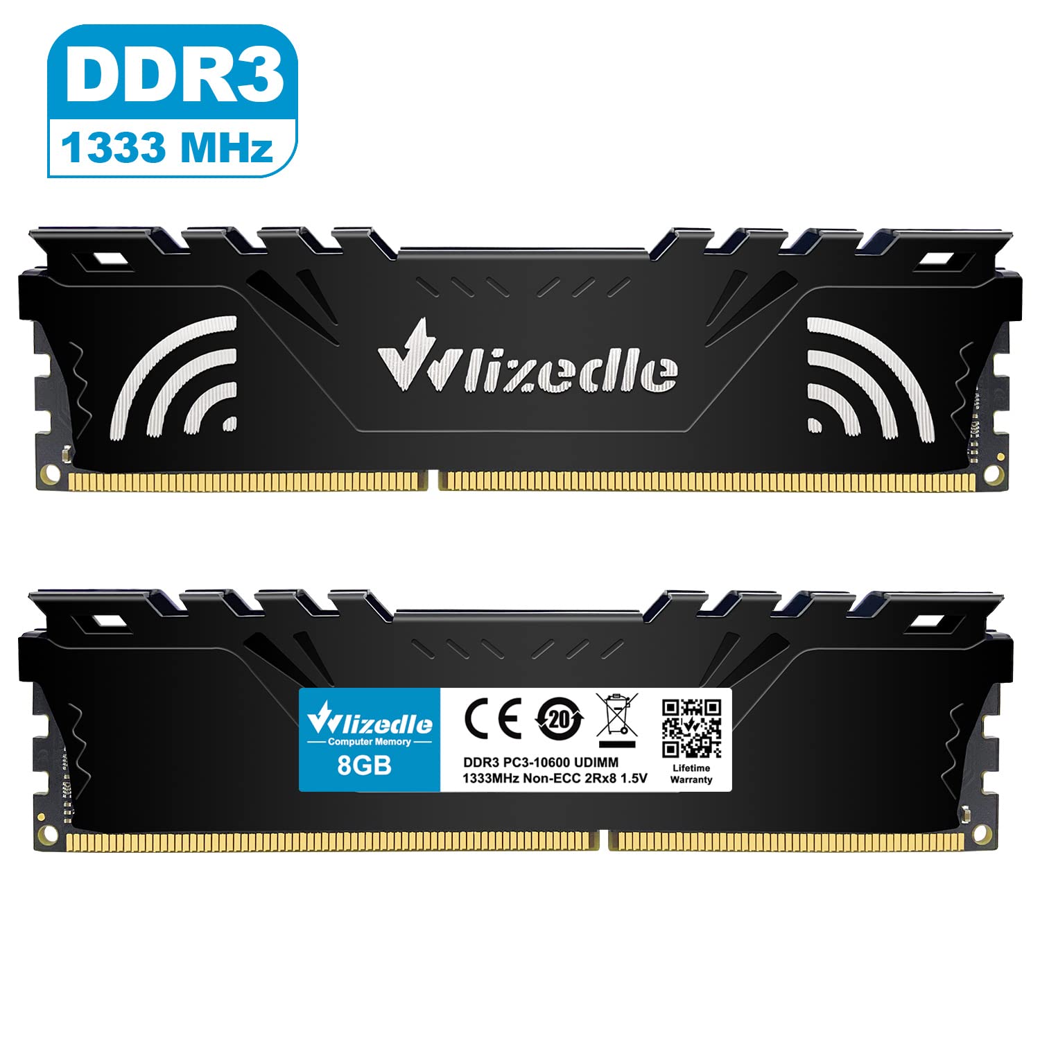 Ddr3 Ram 8Gb 1333Mhz Cl9 Dimm Wlizedle Desktop Memory Pc3 10600 240 Pin 1.5V 2Rx8 Dual Rank Channel Non Ecc Unbuffered Pc Comput