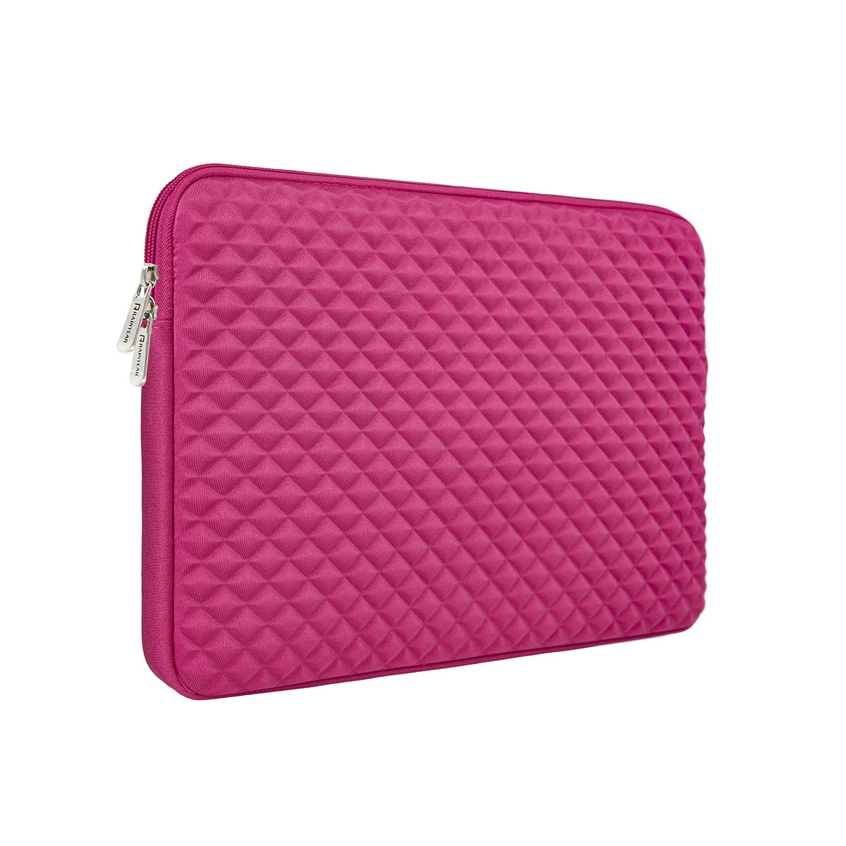 RAINYEAR 16 Inch Laptop Sleeve Diamond Foam Shock Resistant Padded Protective Case Fluffy Lining Zipper Cover Carrying Bag Specially Compatible with 2021 2022 16' MacBook Pro A2141 A2485 M1(Deep Pink)