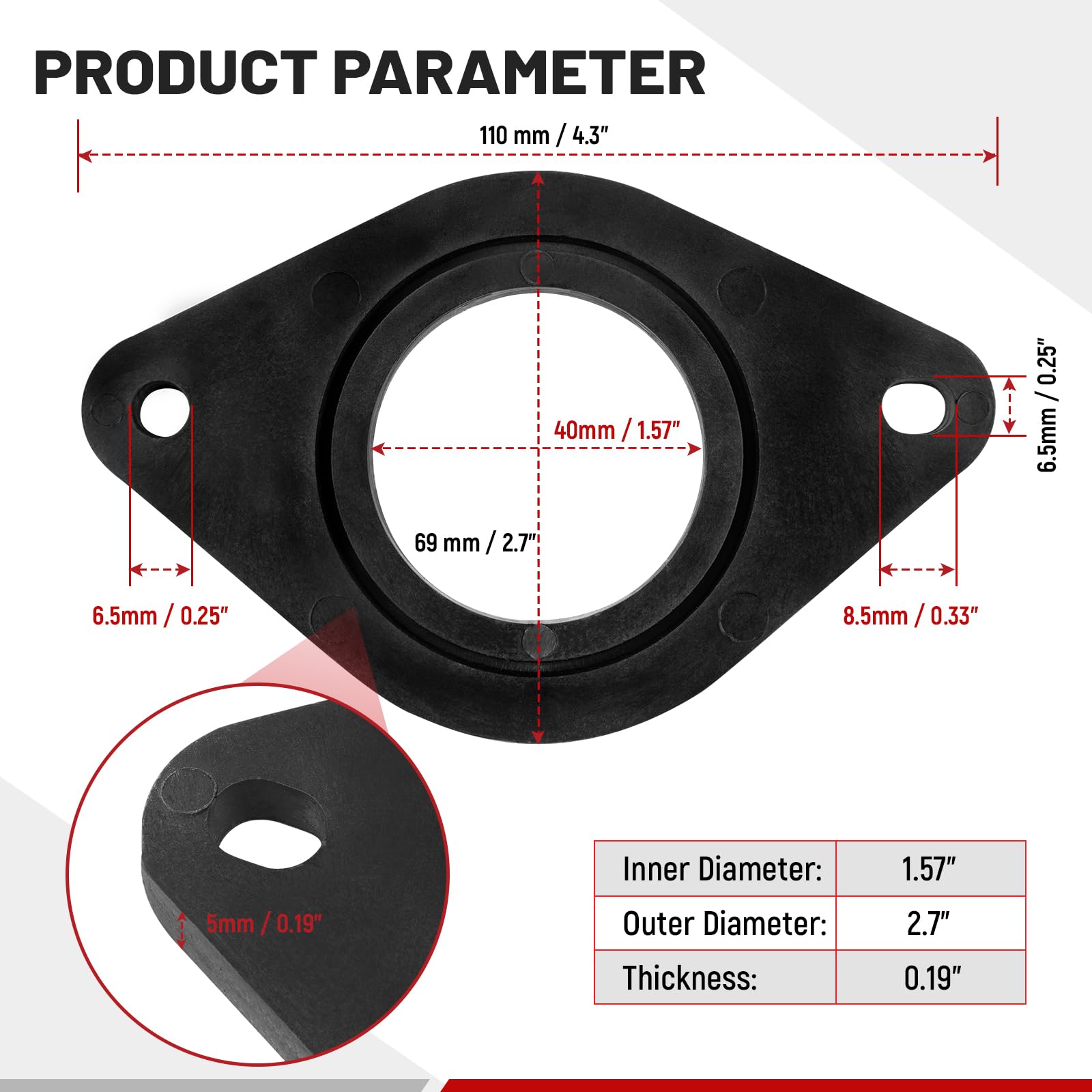 Red Wolf Tweeter Speaker Adapter Spacer Rings 1.5 Inch Cutout For Select Toyota Tacoma 4Runner 2005 2023, Subaru Wrx Forester 2015 2022 Replace Center Dashboard Audio Install Front Dash