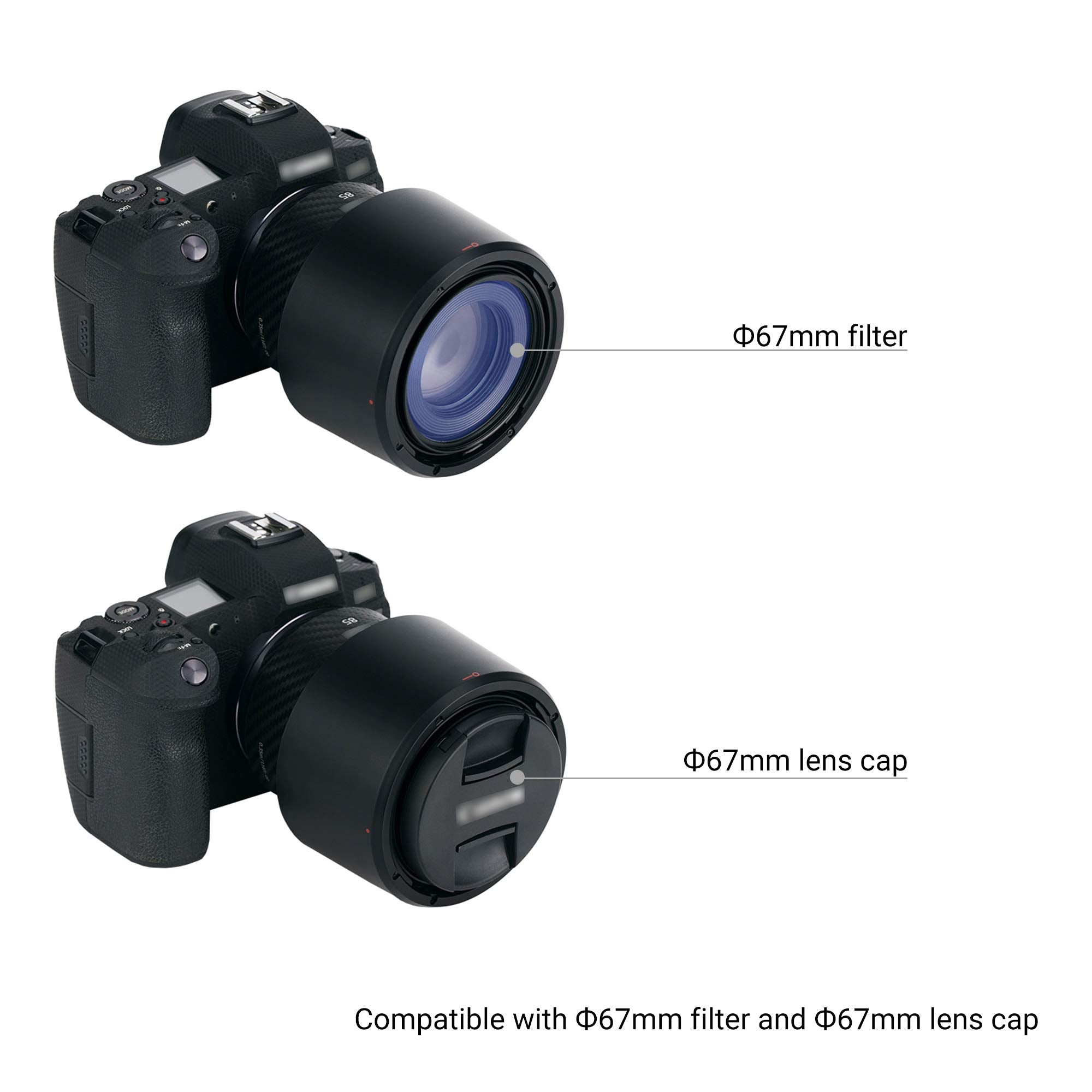 Reversible Rf 85Mm Bayonet Lens Hood Shade For Canon Rf 85Mm F/2 Macro Is Stm Lens On Canon Eos R Rp R5 R6 Replaces Canon Et 77