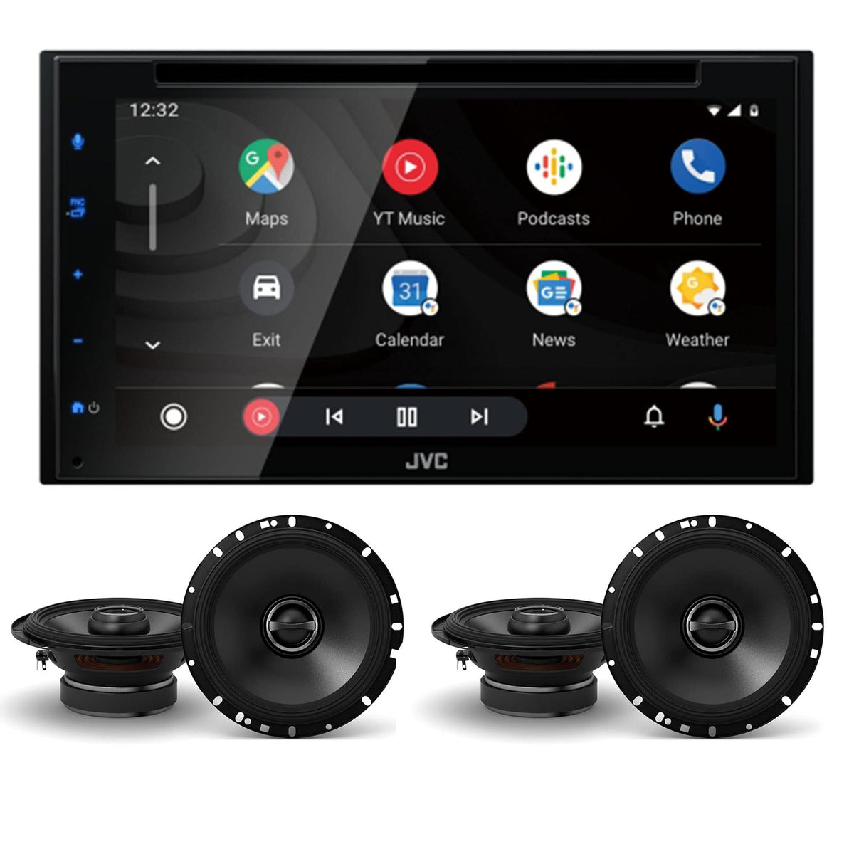 Jvc Kw-V66Bt 6.8'' Touchscreen Receiver Compatible With Apple Carplay & Android Auto Bundled With Two Pairs Of S-S65 6.5'' Coaxi