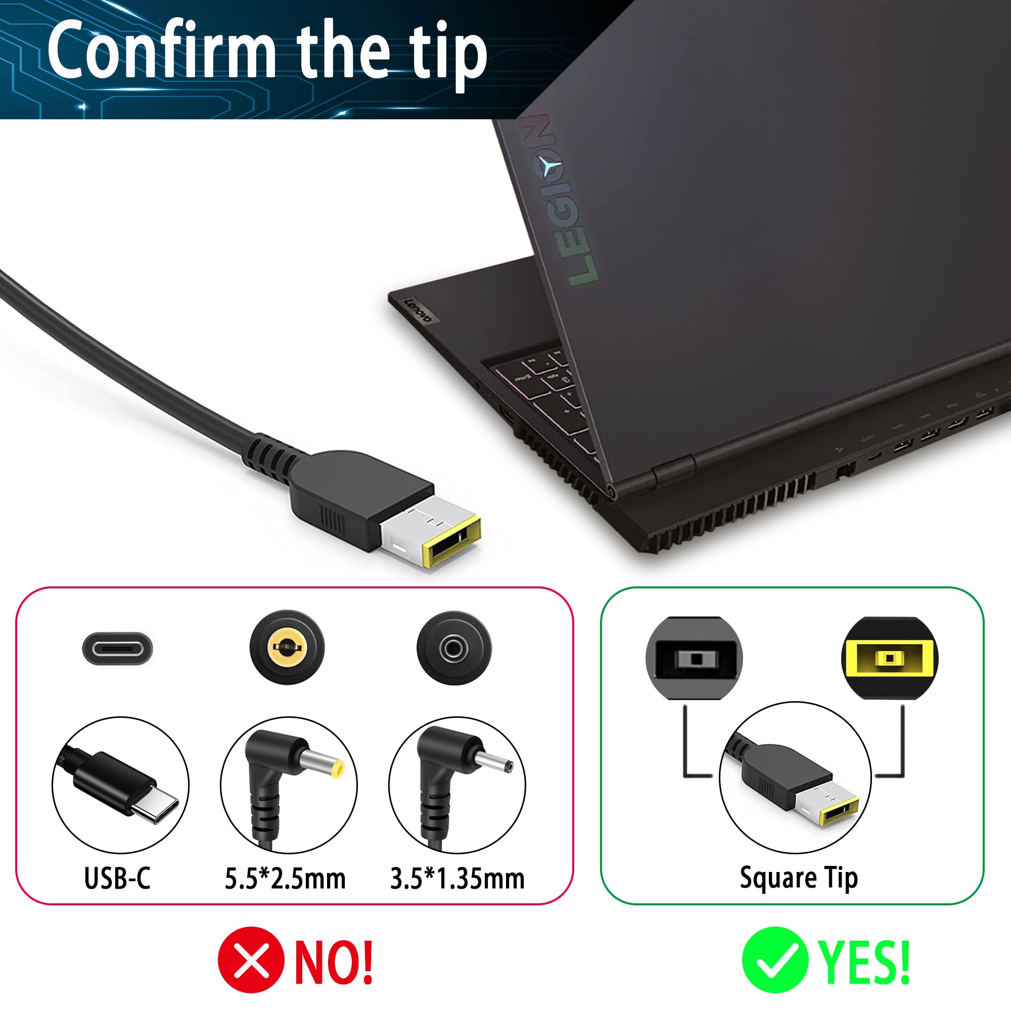 Nelebuto New Legion 5 Charger,230W Ac Adapter For Lenovo Legion 5 7 5P C7 S7 Y540 Y545 Y740 Y730 Y900 Y910 Y920 Y7000 Thinkpad P