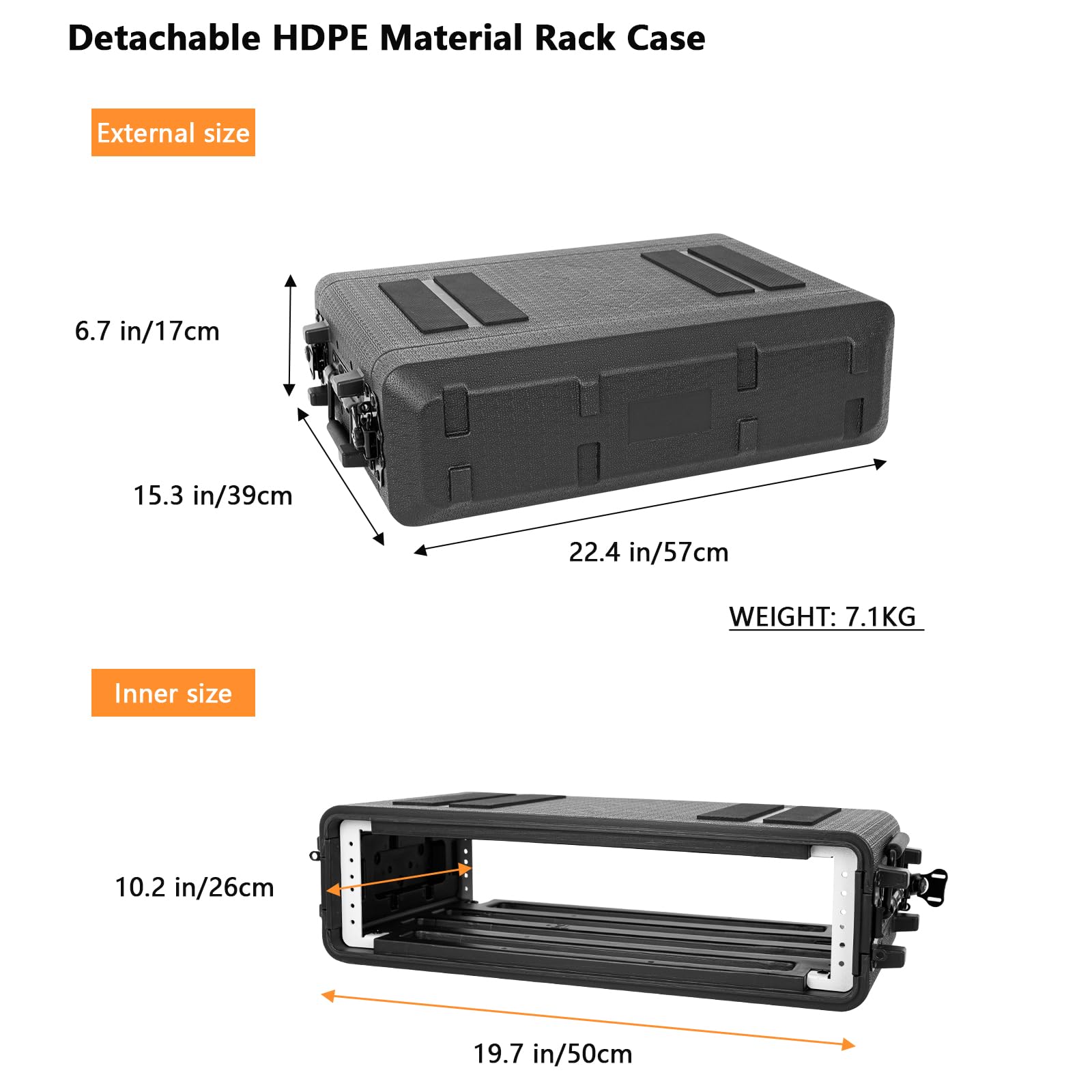2U Rack Mount, Molded Pro Audio Pa Dj Case, Waterproof Hard Case With Custom Foam, Wireless Mic/Amp/Effect/Mixer Storage