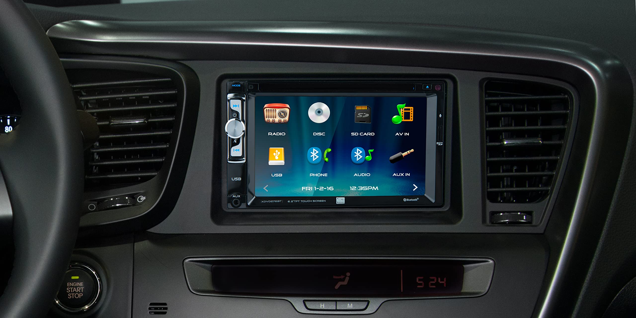 Dual Double Din 6.2 Inch Lcd Screen Dvd Bluetooth Usb