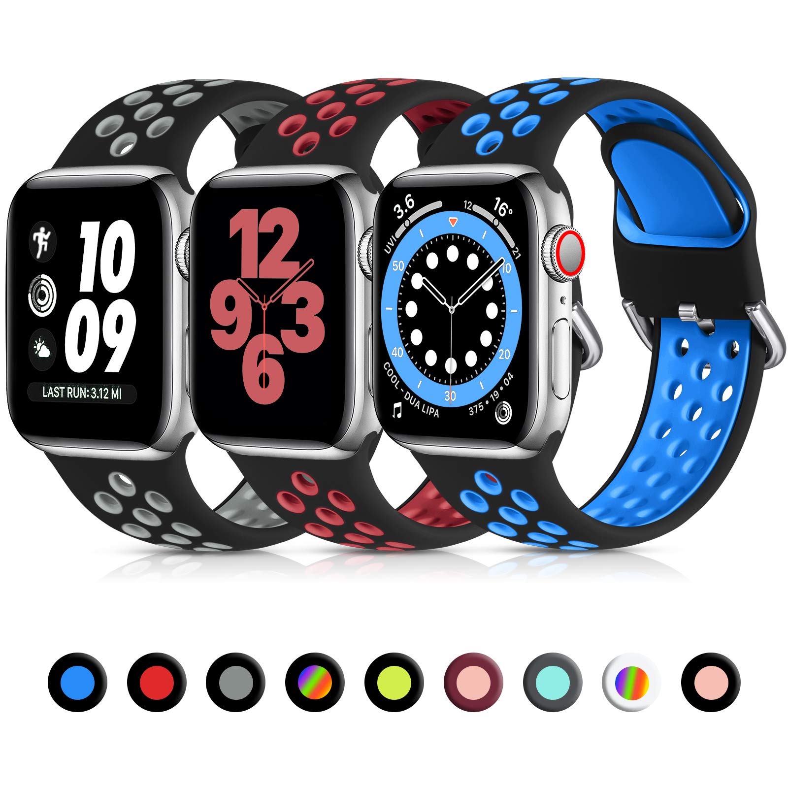 Lerobo 3 Pack Band Compatible With Apple Watch 44Mm 49Mm 46Mm 42Mm 45Mm 41Mm 40Mm 38Mm Sport Band For Women Men,Soft Silicone Re