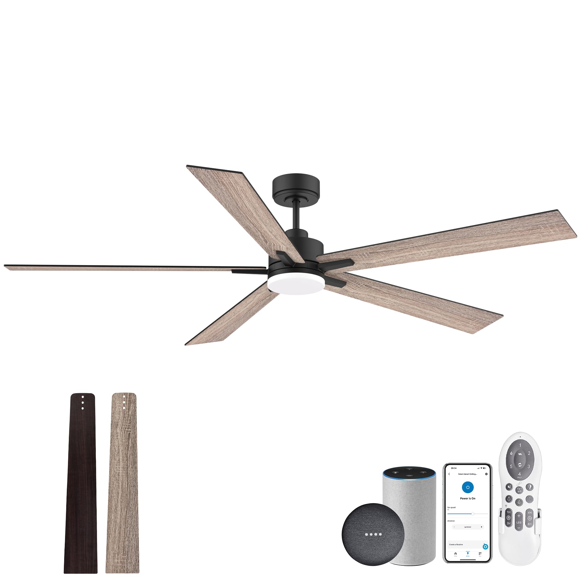 72'' Large Smart Ceiling Fan With Lights Remote,Silent Dc Motor,Control Via Wifi Alexa Google App,Outdoor Indoor Modern Ceiling