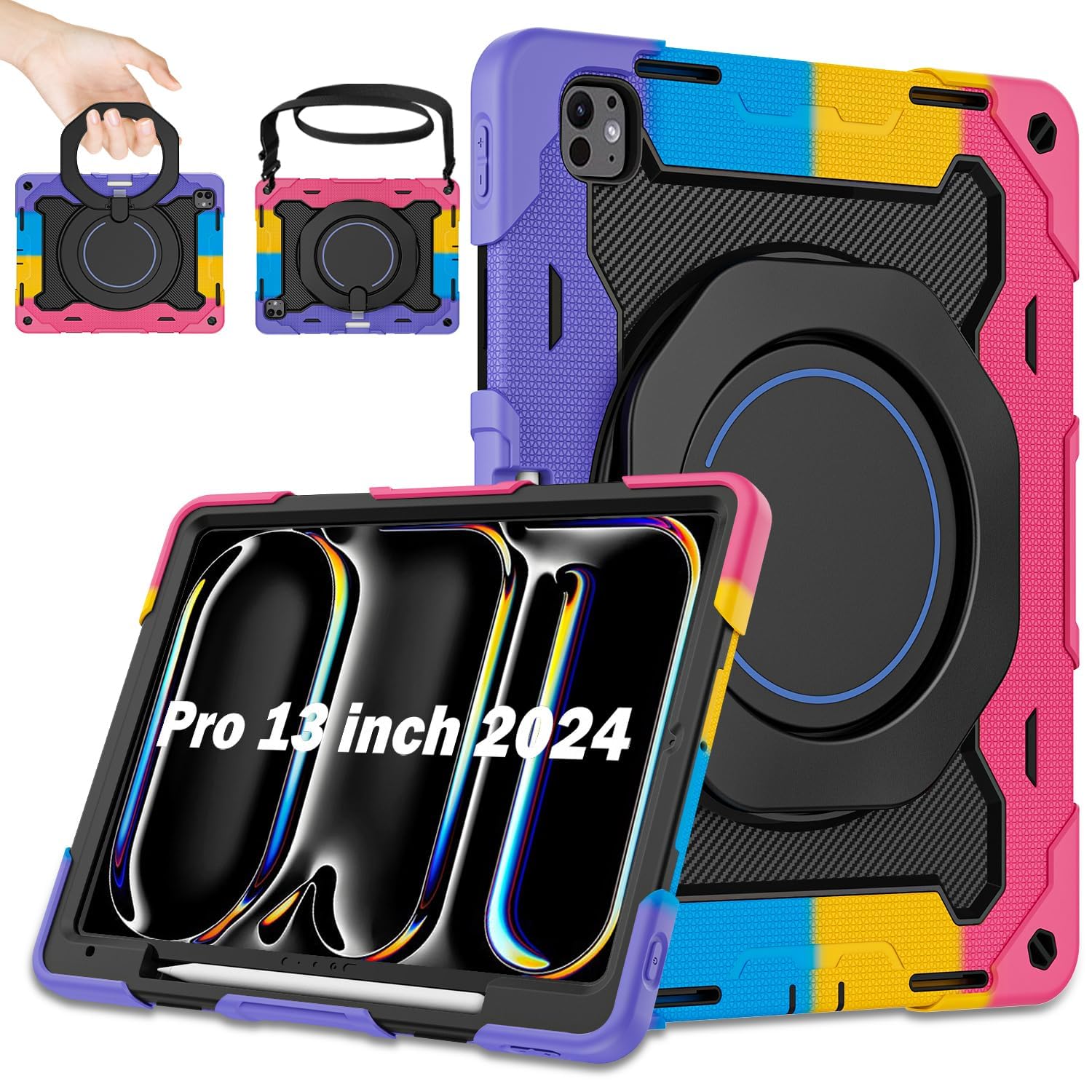 Roiskin For Ipad Pro 13 Inch Case 2024 (M4, 7Th Gen) With Hd Screen Protector & Shoulder Strap & Pen Holder [15Ft Drop Protectio