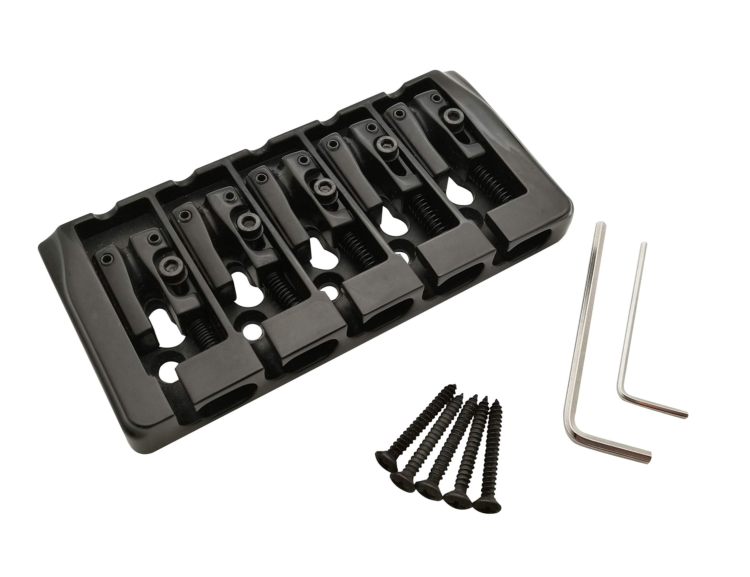 Guyker 5 String Bass Bridge With Locking Zinc Saddles   Dual Load Type A Bridges String Space 19Mm Replacement For Jazz Bass Or 