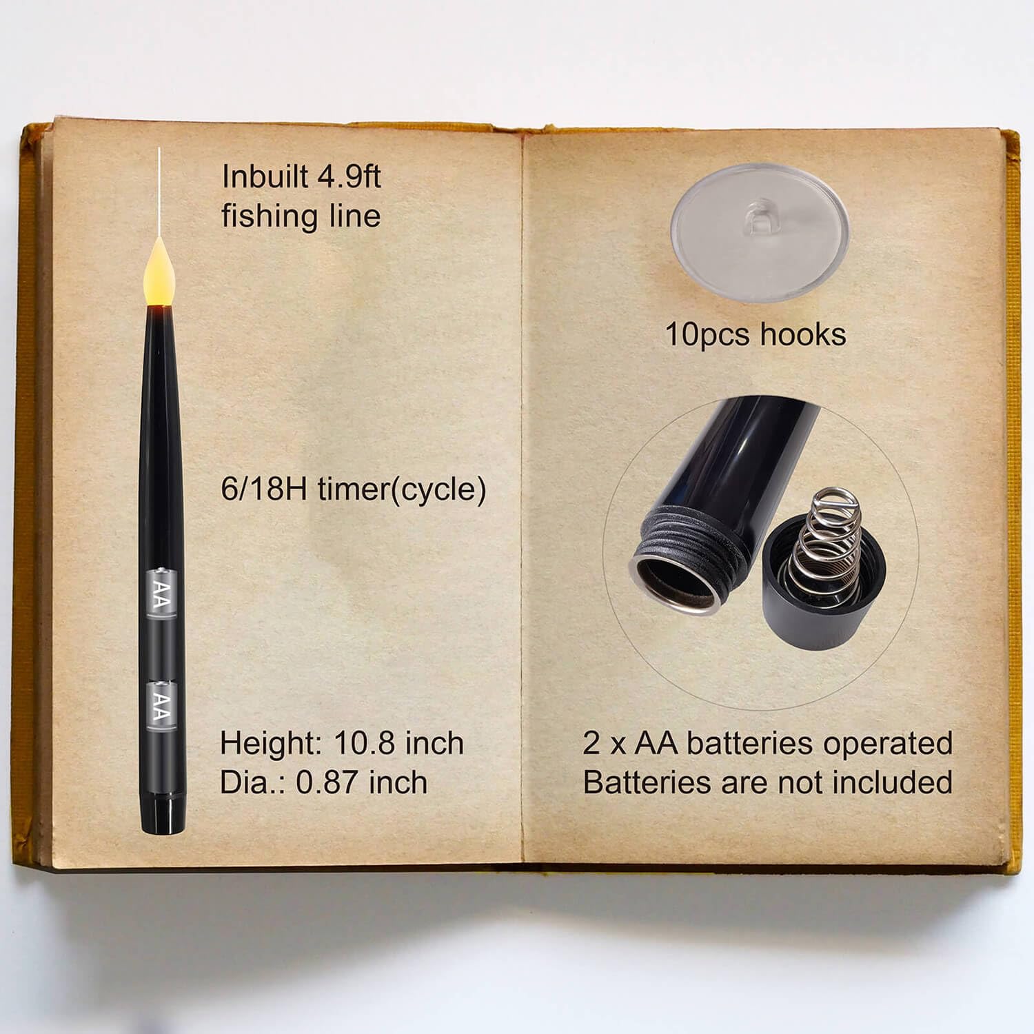 Leejec Christmas Decorations, Home Decor, Floating Candles With Magic Wand Remote (6/18H Timer), 10Pcs Of 10.8'' Hanging Flamele