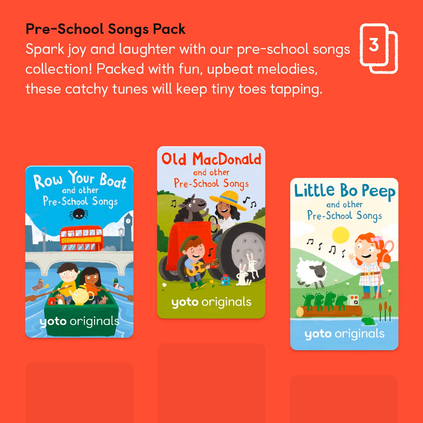 Yoto Pre School Songs Pack   3 Kids Audio Cards For Use With Player & Mini All In 1 Audio Device, Screen Free Listening With Fun