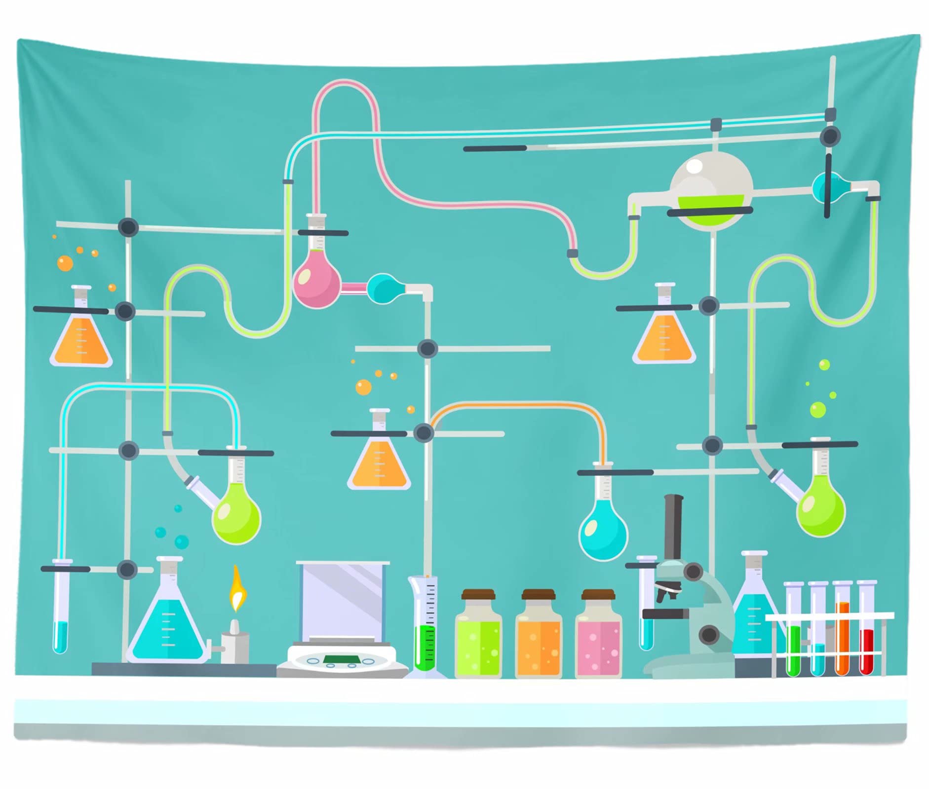 Loccor 5X3Ft Science Fun Backdrop Colorful Beakers Chemical Apparatus ...