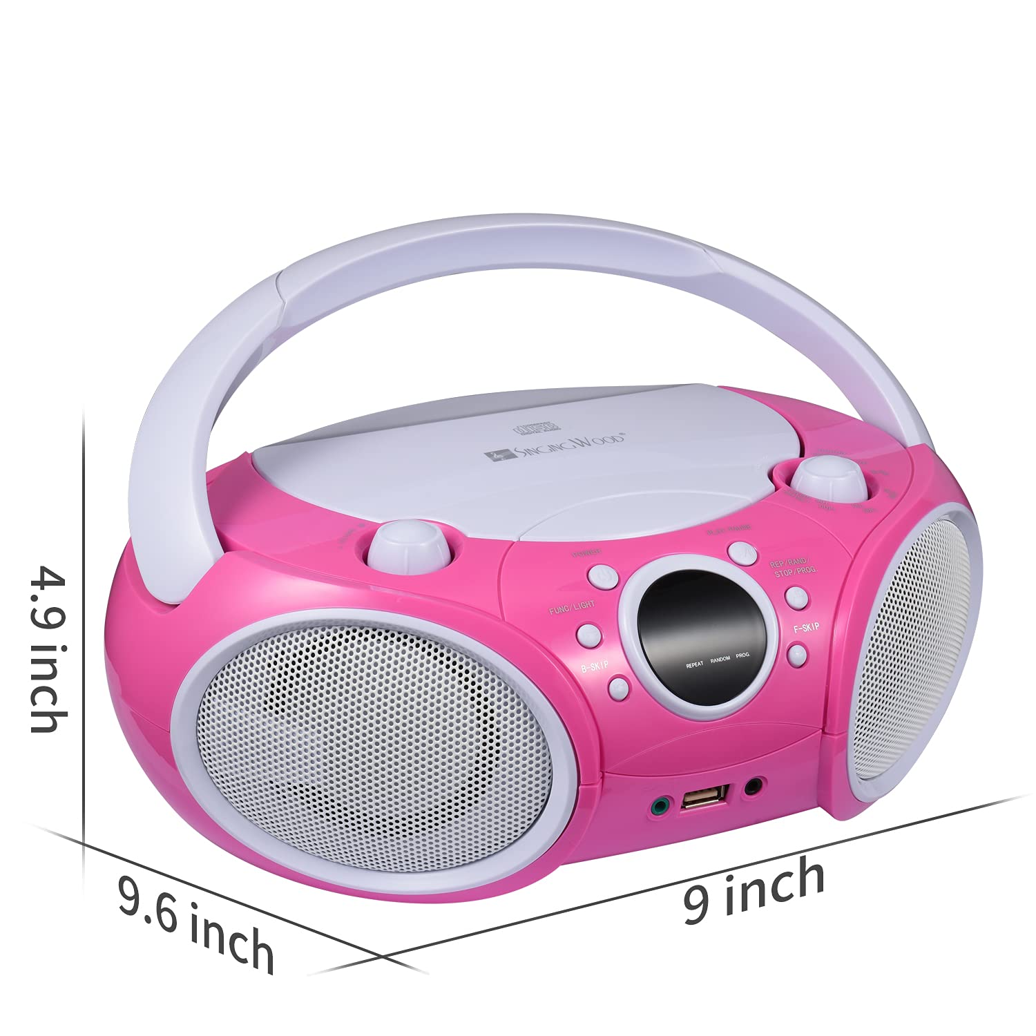 Singing Wood 030Btl, Cd Player Boombox Cd/Cd R/Cd Rw, Portable W/Bluetooth, Usb, Am/Fm Radio, Aux Input, Headset Jack, Foldable