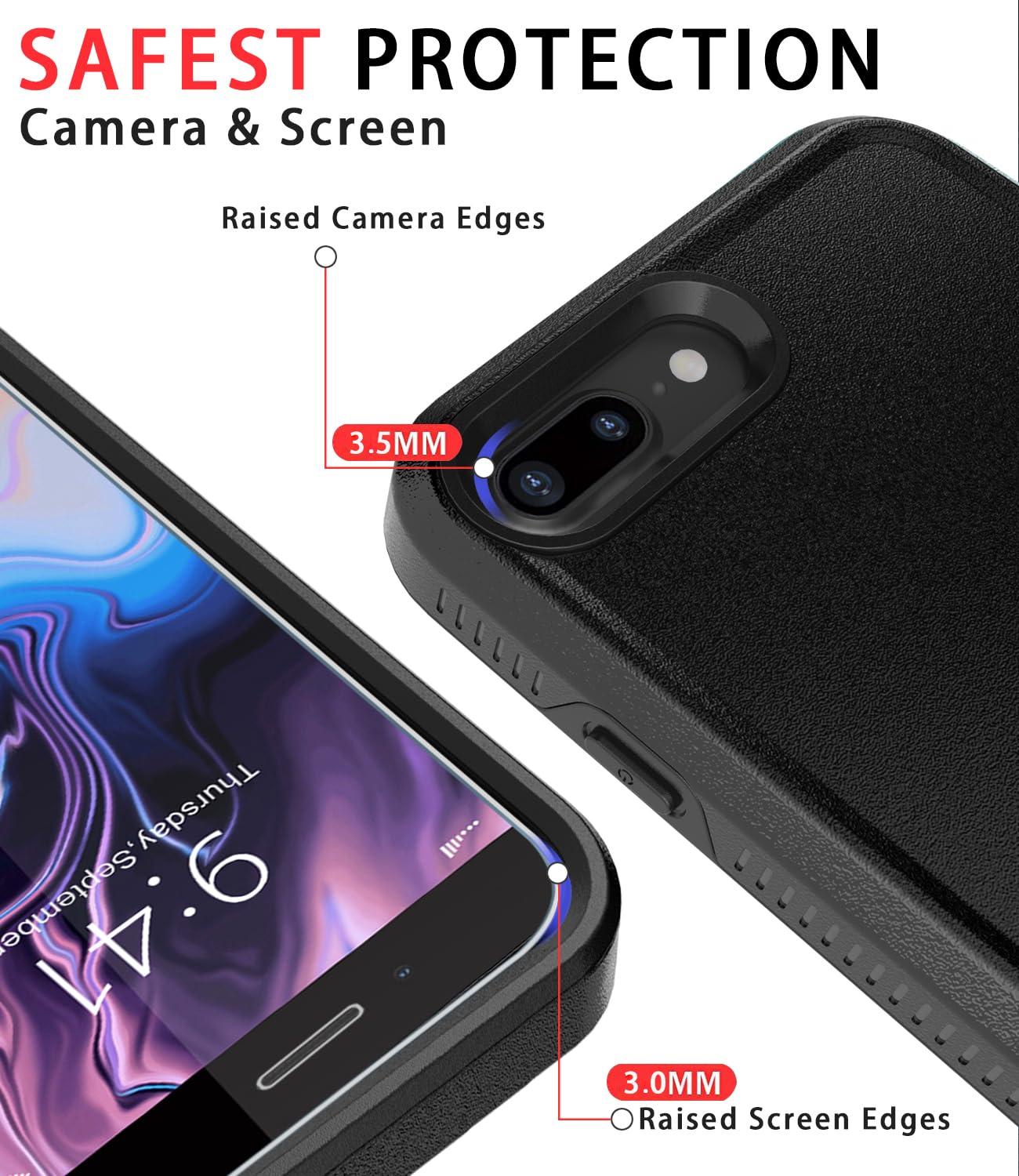 Diverbox For Iphone 8 Plus Case Iphone 7 Plus Case [Tempered Glass Screen Protector] [Shockproof] [Dropproof] Heavy Duty Protect